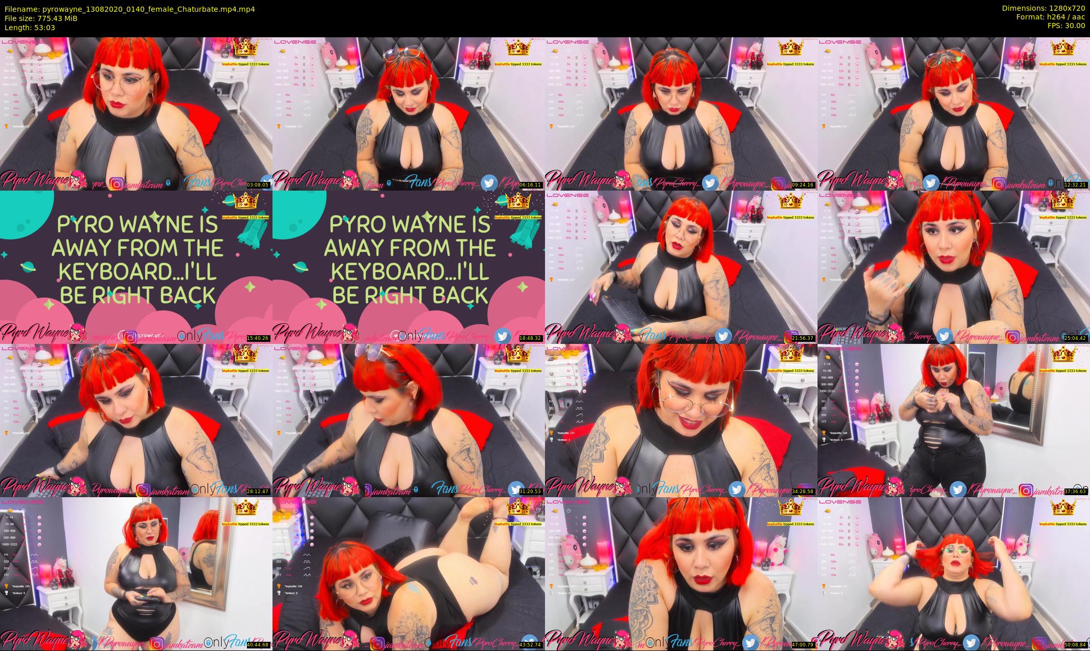 pyrowayne — 54 minute Chaturbate female cam show recording, 720p, Aug 13, 2020