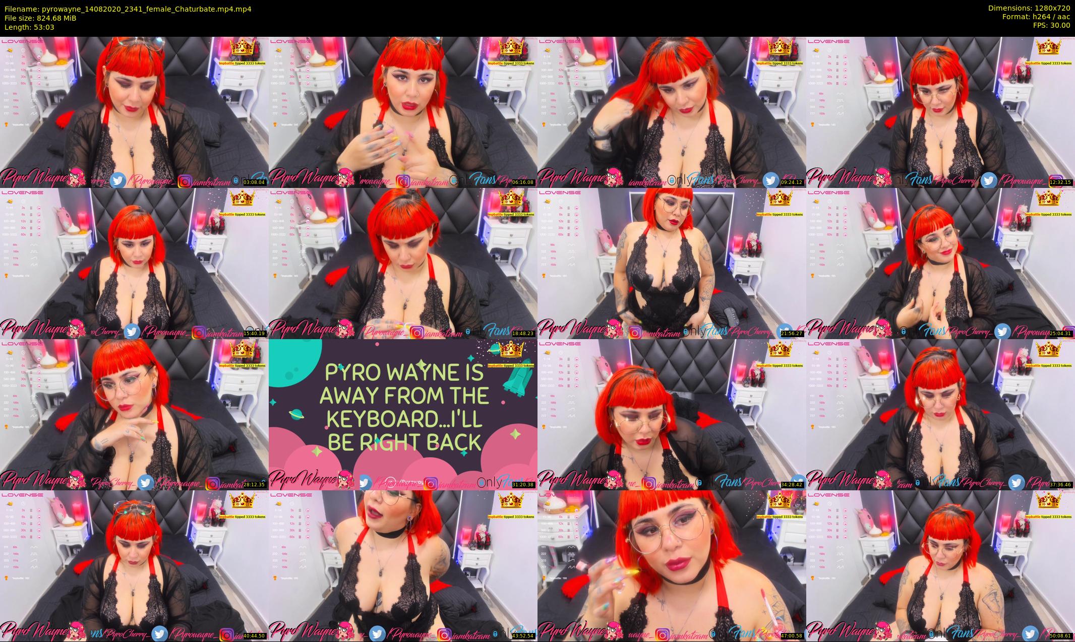 pyrowayne — 54 minute Chaturbate female cam show recording, 720p, Aug 14, 2020