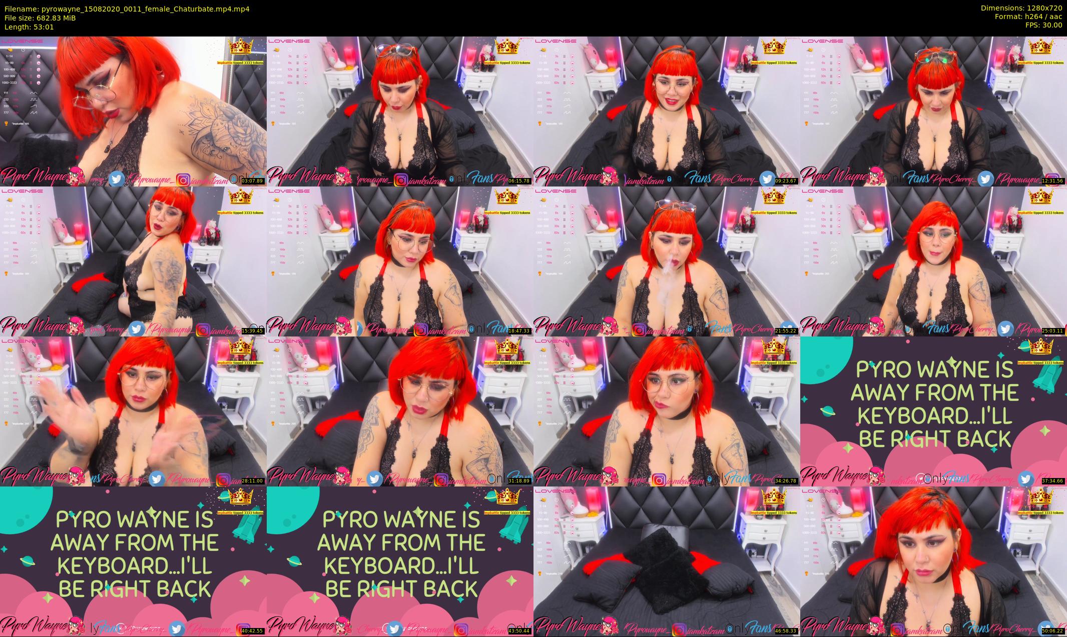 pyrowayne — 54 minute Chaturbate female cam show recording, 720p, Aug 15, 2020