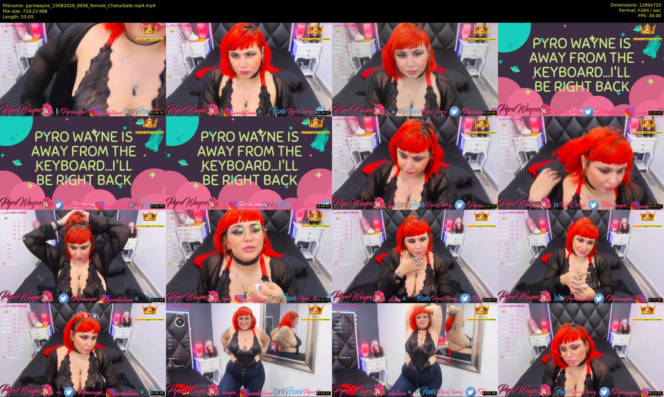 pyrowayne — 54 minute Chaturbate female cam show recording, 720p, Aug 15, 2020