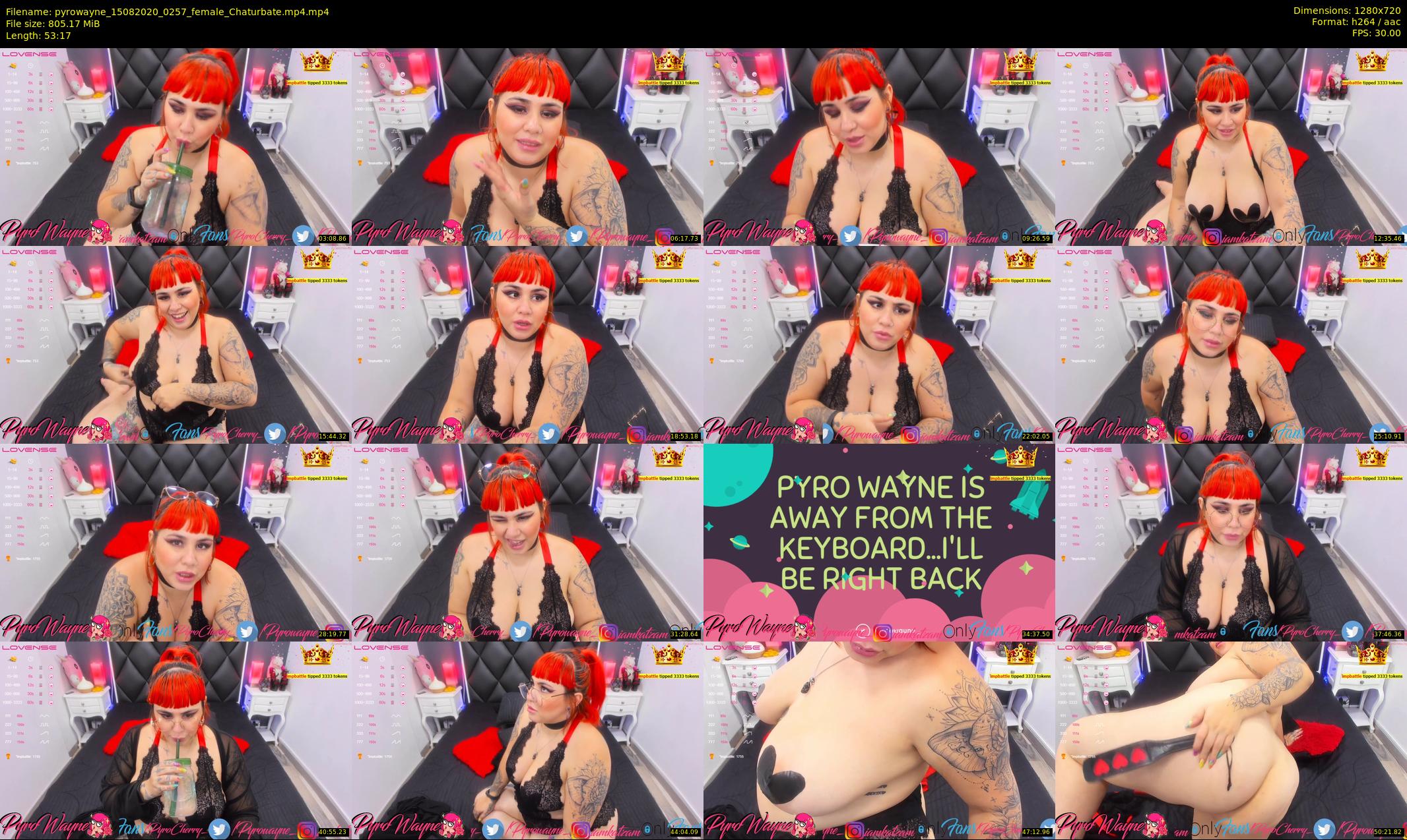 pyrowayne — 54 minute Chaturbate female cam show recording, 720p, Aug 15, 2020