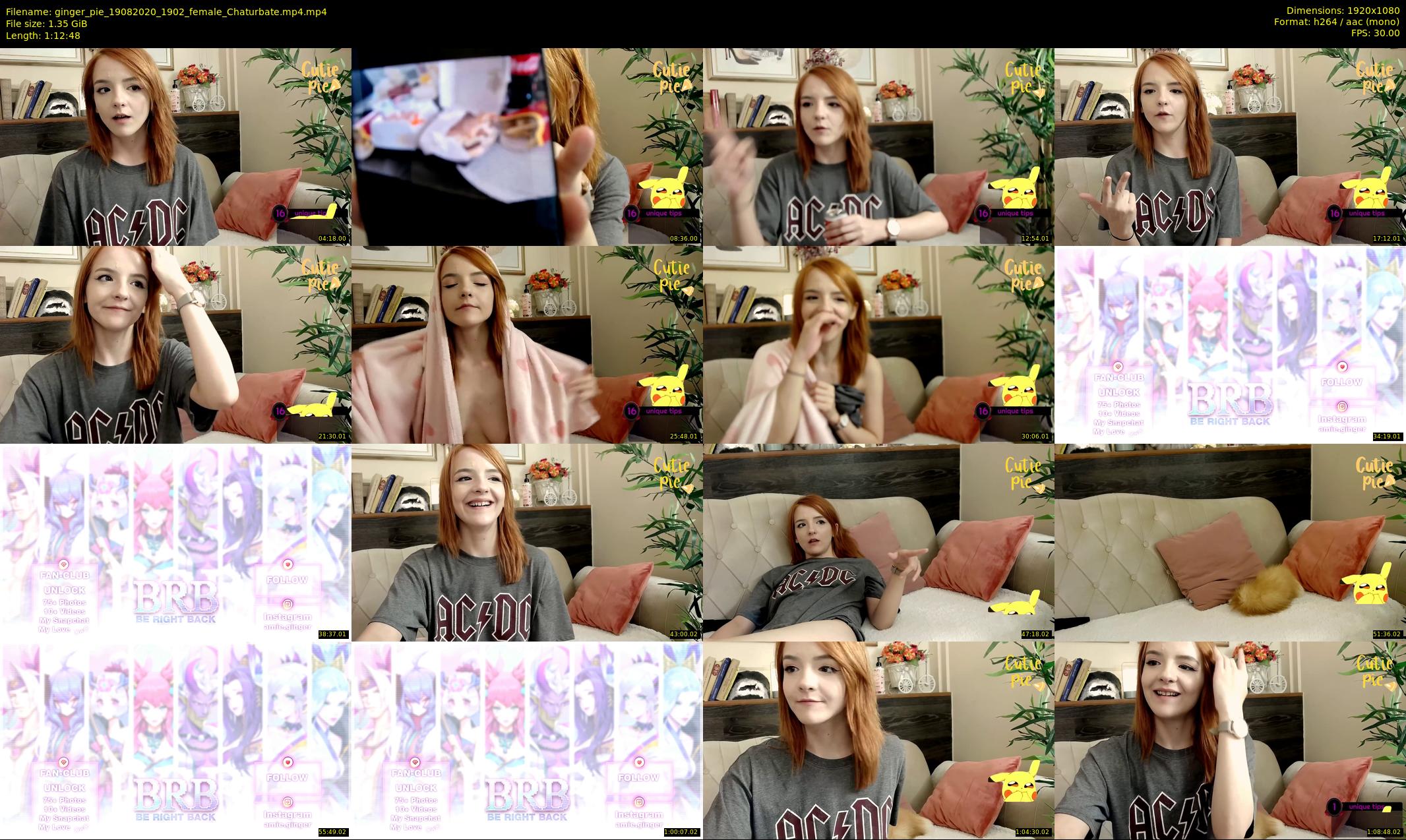 ginger_pie — 73 minute Chaturbate female cam show recording, 1080p, Aug 19, 2020