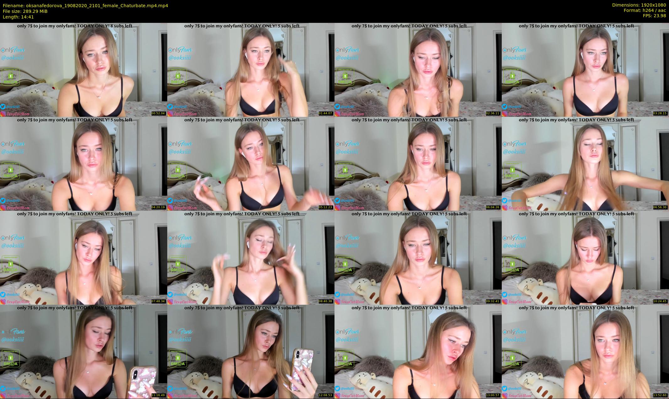 oksanafedorova — 15 minute Chaturbate female cam show recording, 1080p, Aug 19, 2020