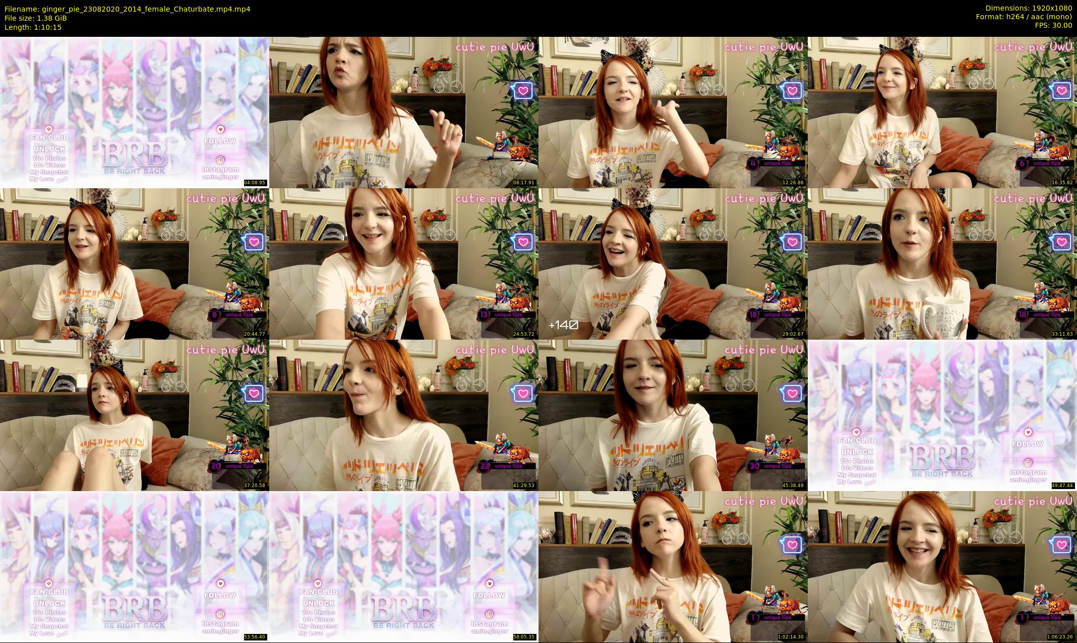 ginger_pie — 71 minute Chaturbate female cam show recording, 1080p, Aug 23, 2020
