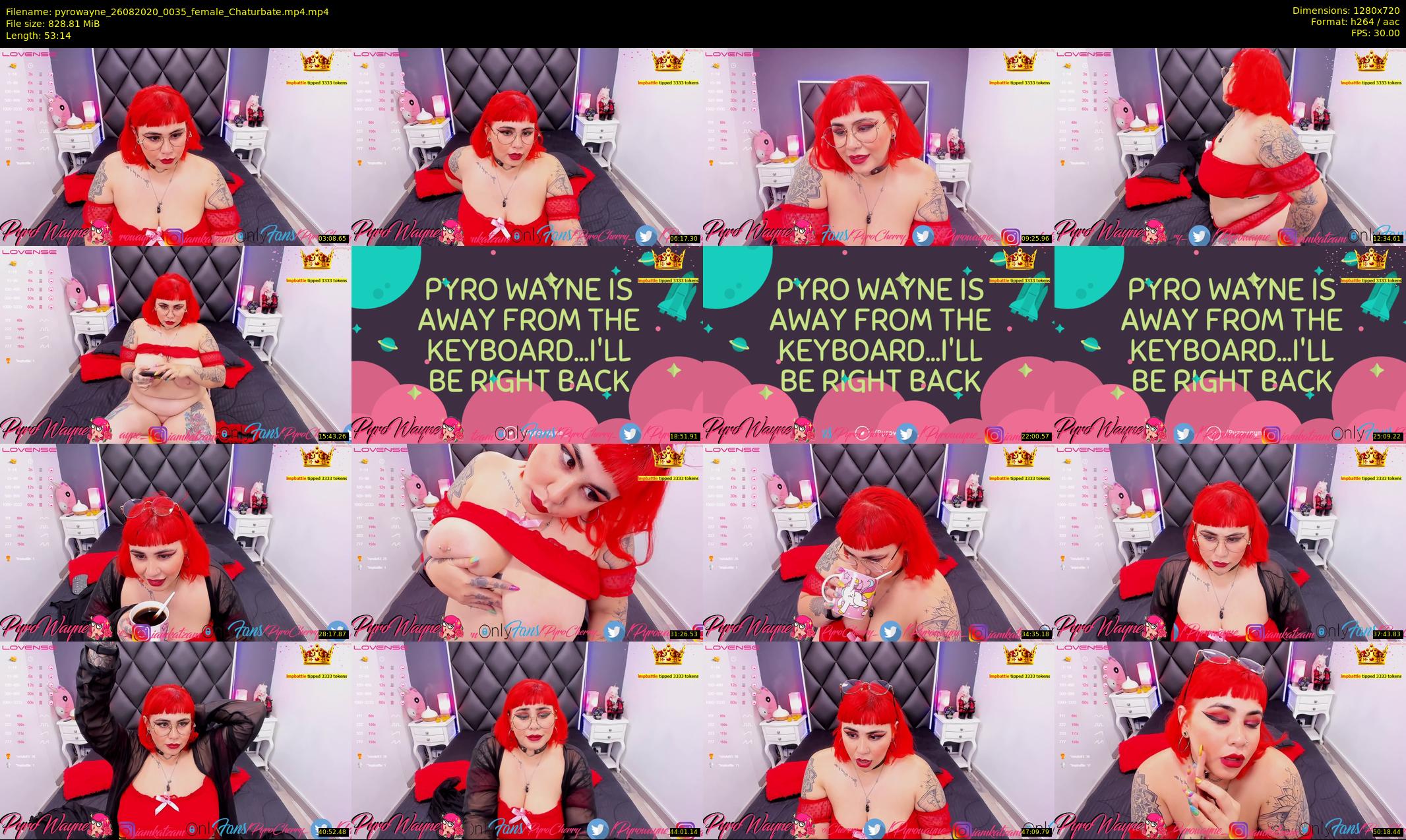 pyrowayne — 54 minute Chaturbate female cam show recording, 720p, Aug 26, 2020