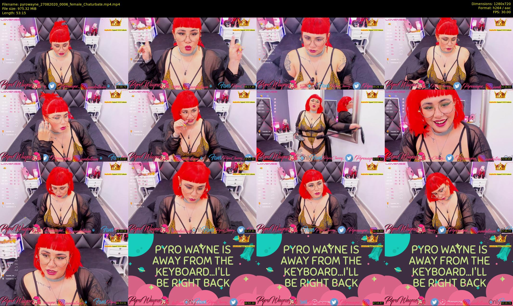 pyrowayne — 54 minute Chaturbate female cam show recording, 720p, Aug 27, 2020