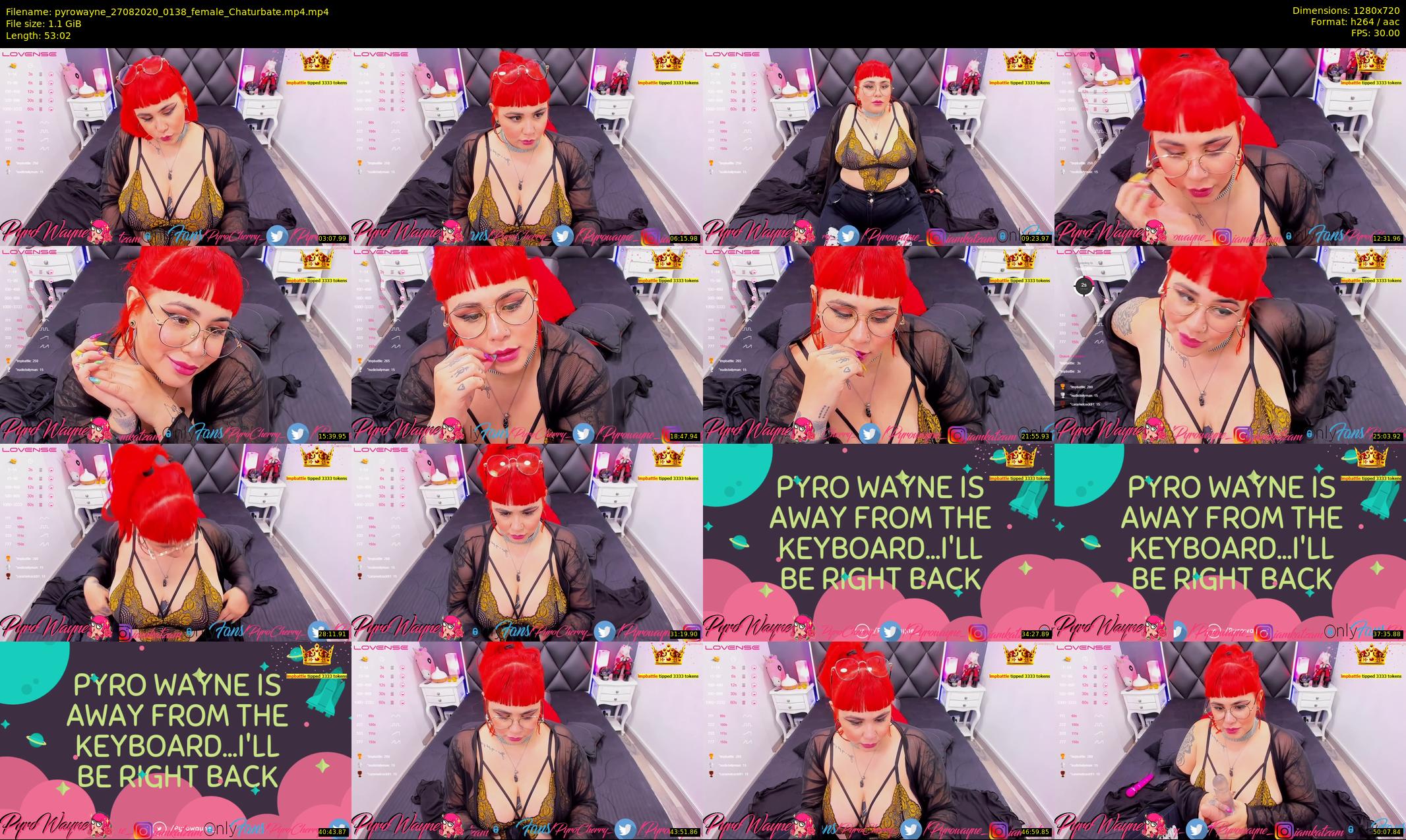 pyrowayne — 54 minute Chaturbate female cam show recording, 720p, Aug 27, 2020