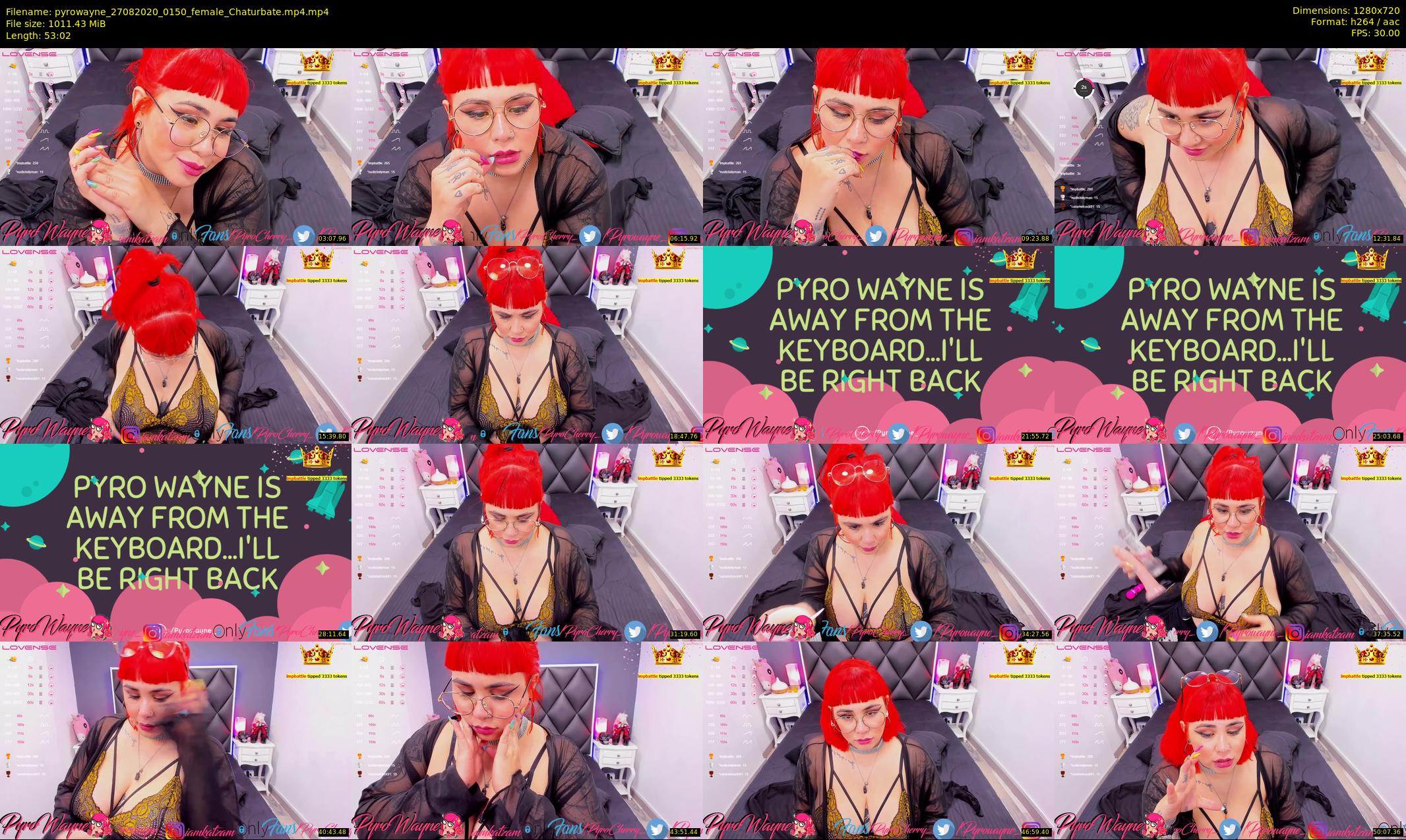 pyrowayne — 54 minute Chaturbate female cam show recording, 720p, Aug 27, 2020