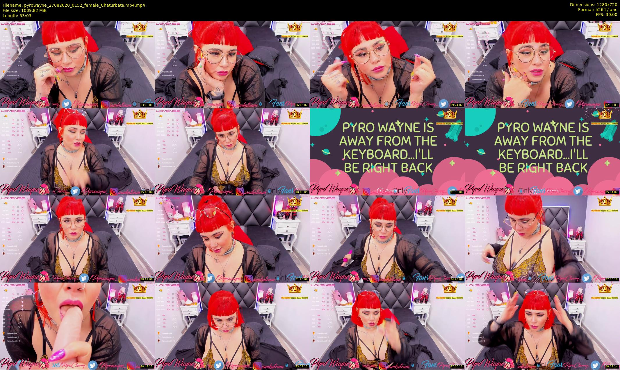 pyrowayne — 54 minute Chaturbate female cam show recording, 720p, Aug 27, 2020