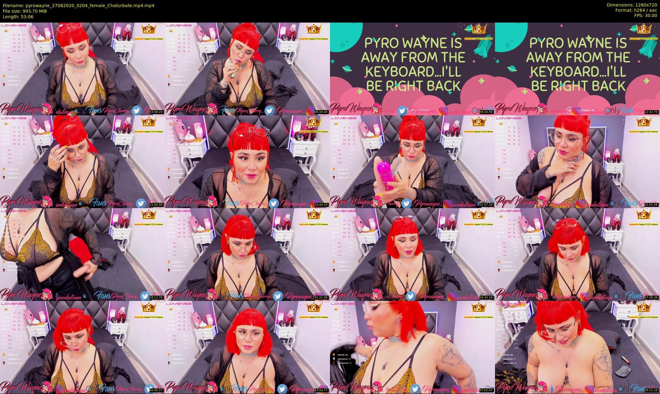 pyrowayne — 54 minute Chaturbate female cam show recording, 720p, Aug 27, 2020