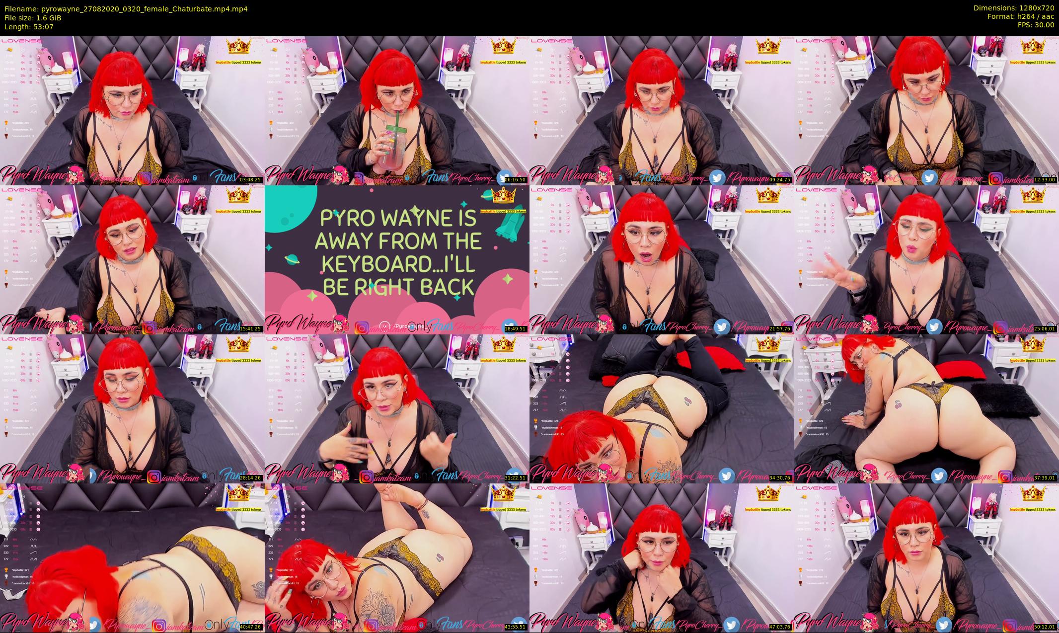 pyrowayne — 54 minute Chaturbate female cam show recording, 720p, Aug 27, 2020