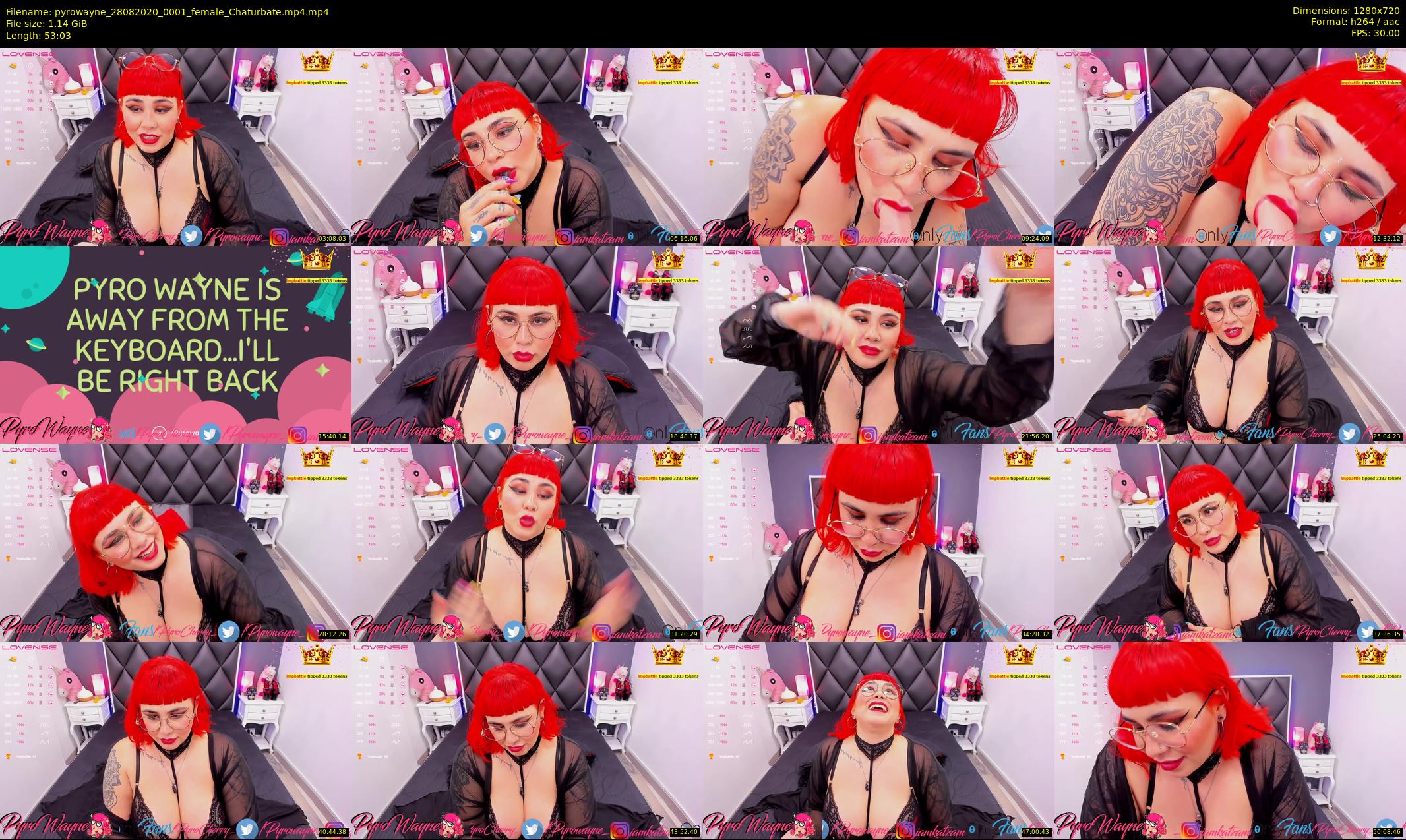 pyrowayne — 54 minute Chaturbate female cam show recording, 720p, Aug 28, 2020