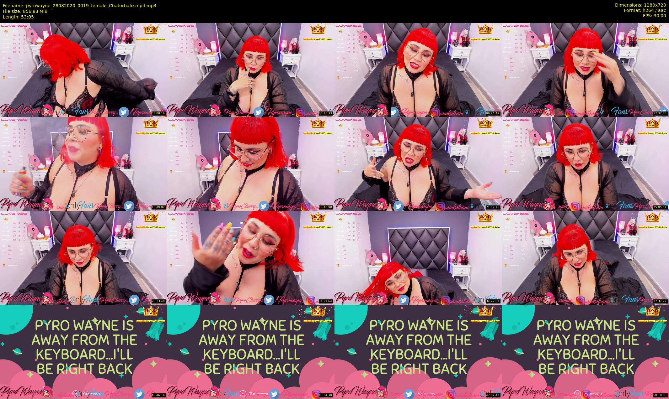 pyrowayne — 54 minute Chaturbate female cam show recording, 720p, Aug 28, 2020