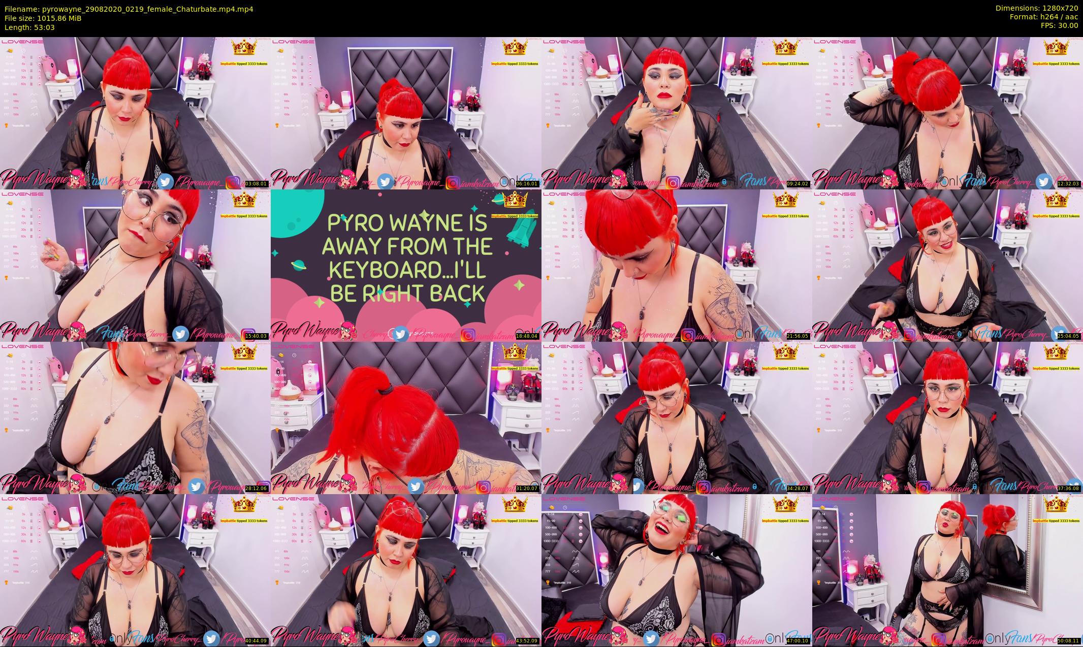 pyrowayne — 54 minute Chaturbate female cam show recording, 720p, Aug 29, 2020