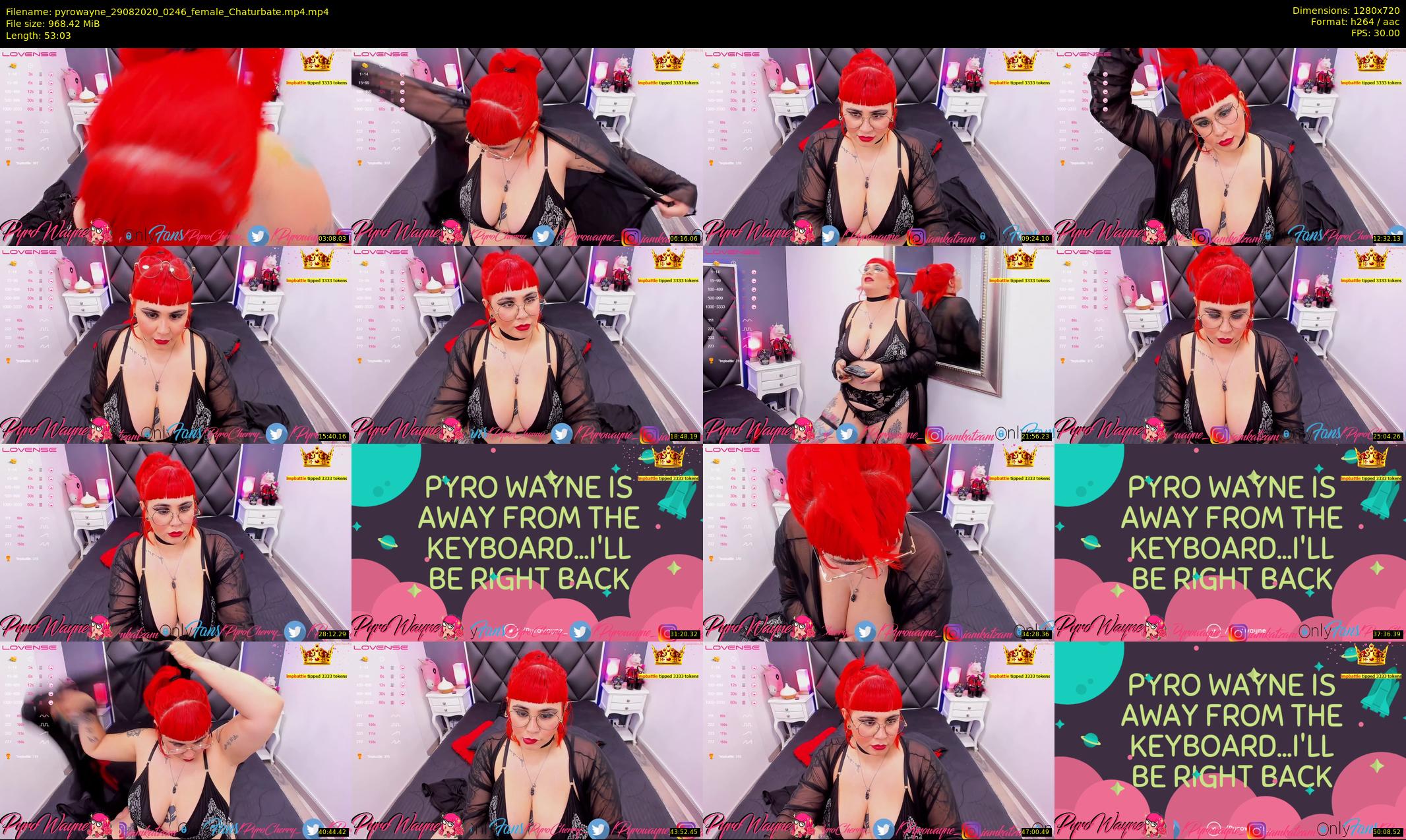 pyrowayne — 54 minute Chaturbate female cam show recording, 720p, Aug 29, 2020