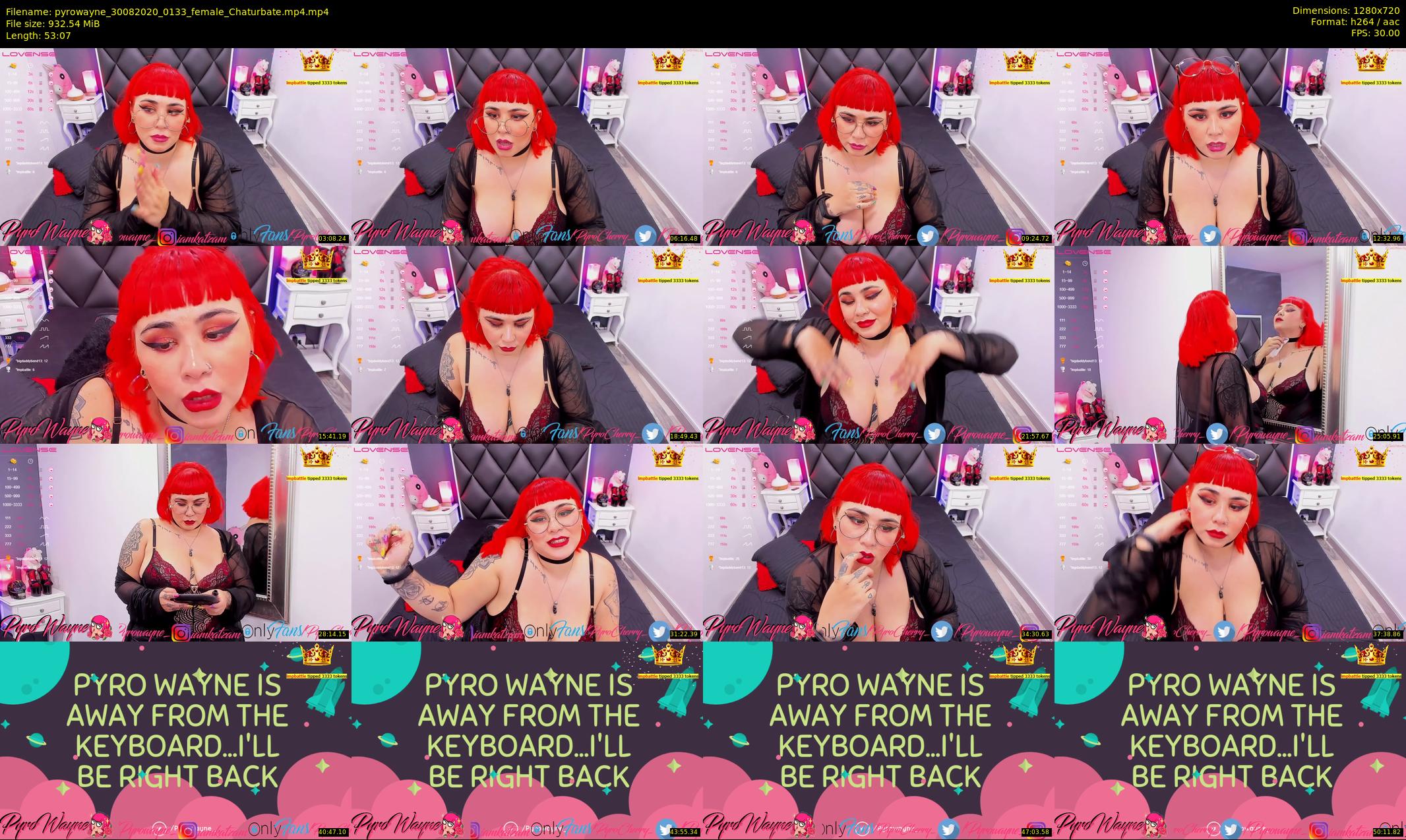 pyrowayne — 54 minute Chaturbate female cam show recording, 720p, Aug 30, 2020