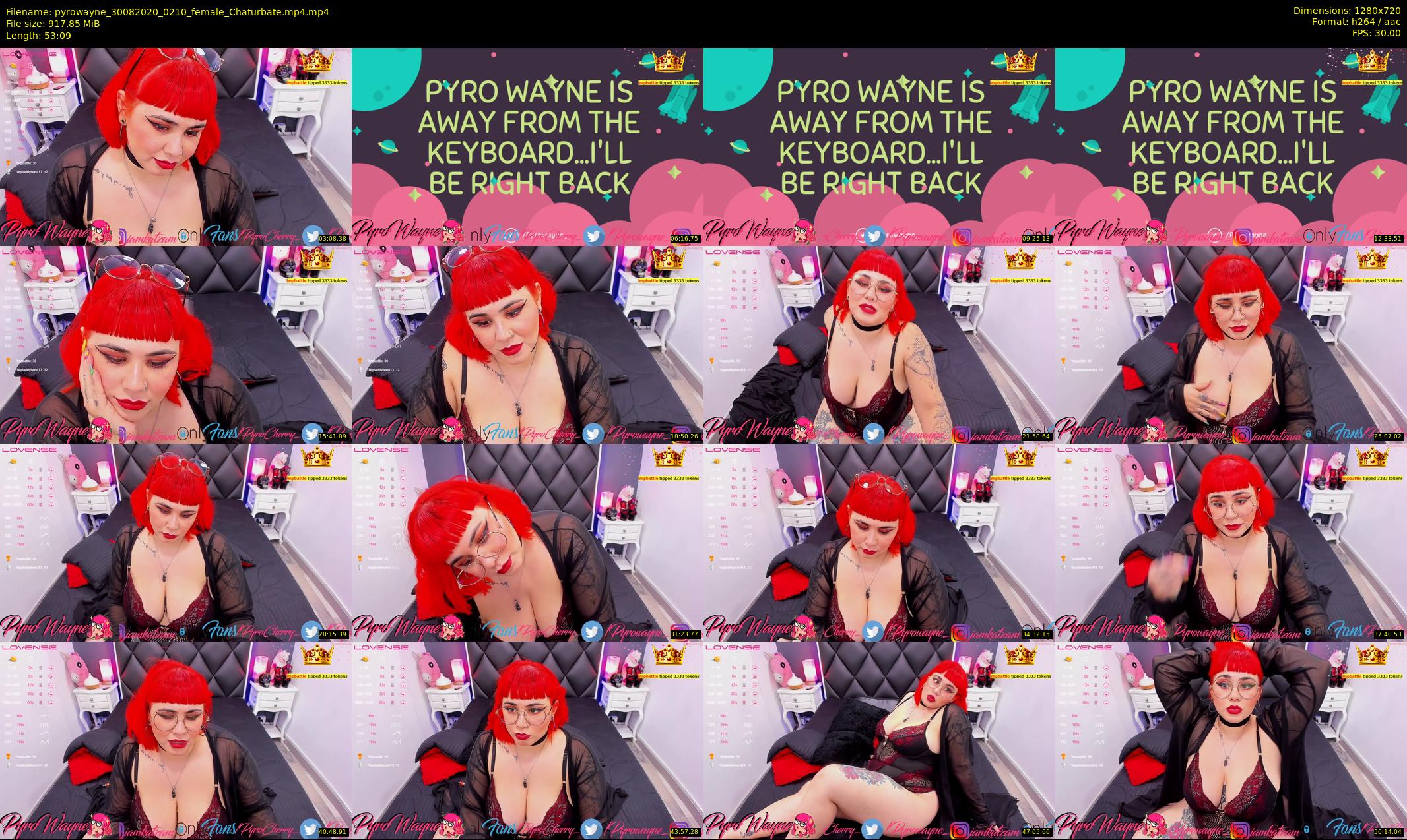 pyrowayne — 54 minute Chaturbate female cam show recording, 720p, Aug 30, 2020