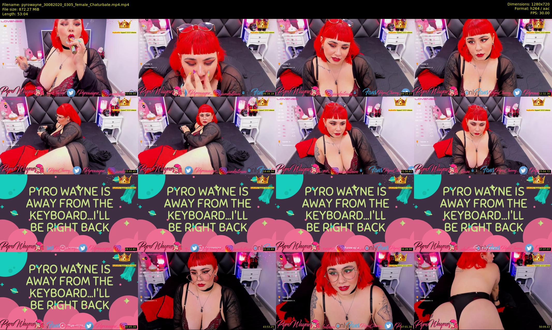 pyrowayne — 54 minute Chaturbate female cam show recording, 720p, Aug 30, 2020