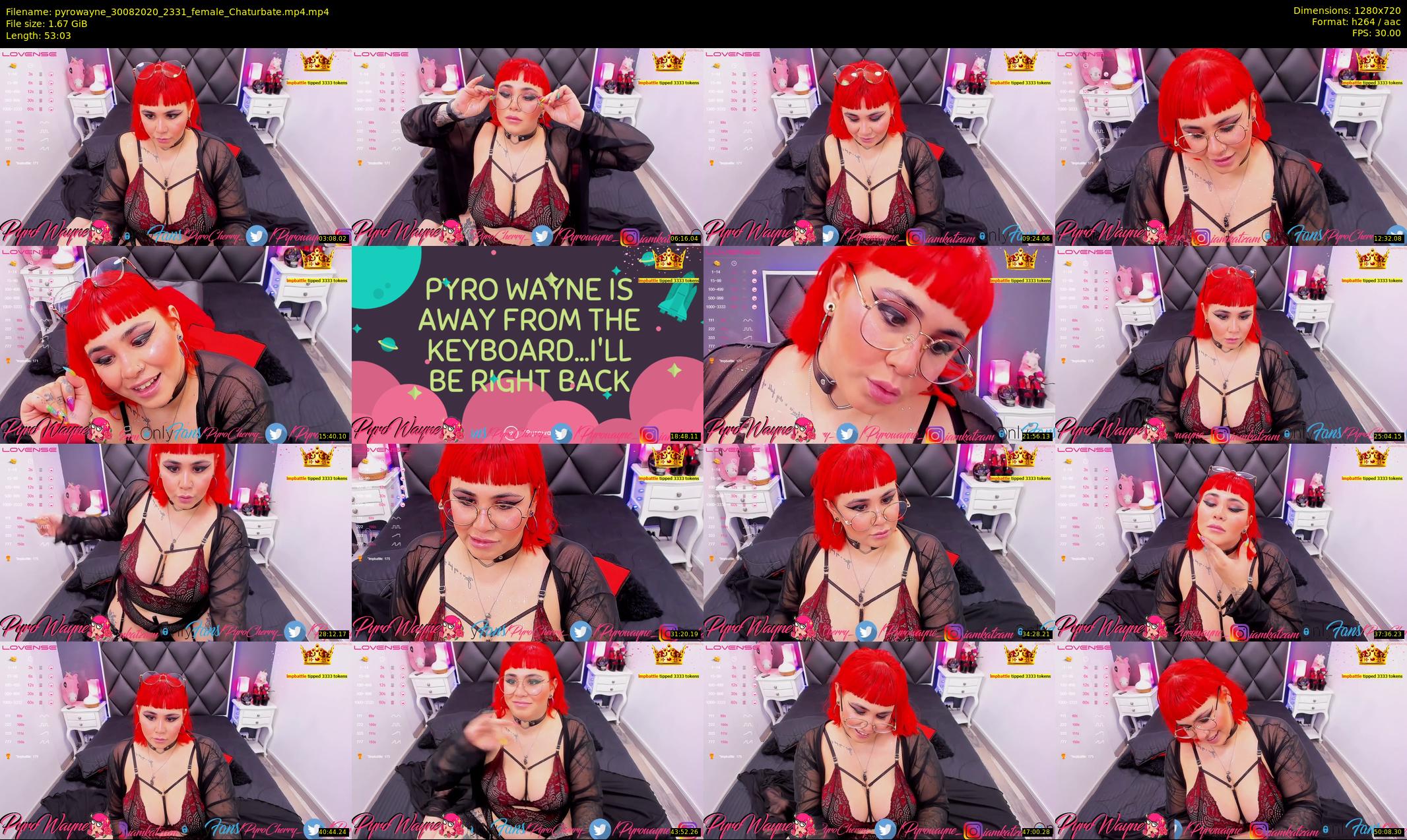 pyrowayne — 54 minute Chaturbate female cam show recording, 720p, Aug 30, 2020