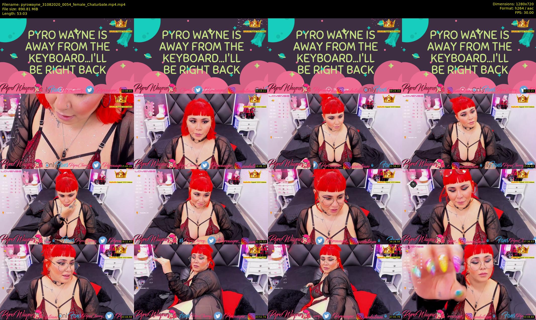 pyrowayne — 54 minute Chaturbate female cam show recording, 720p, Aug 31, 2020