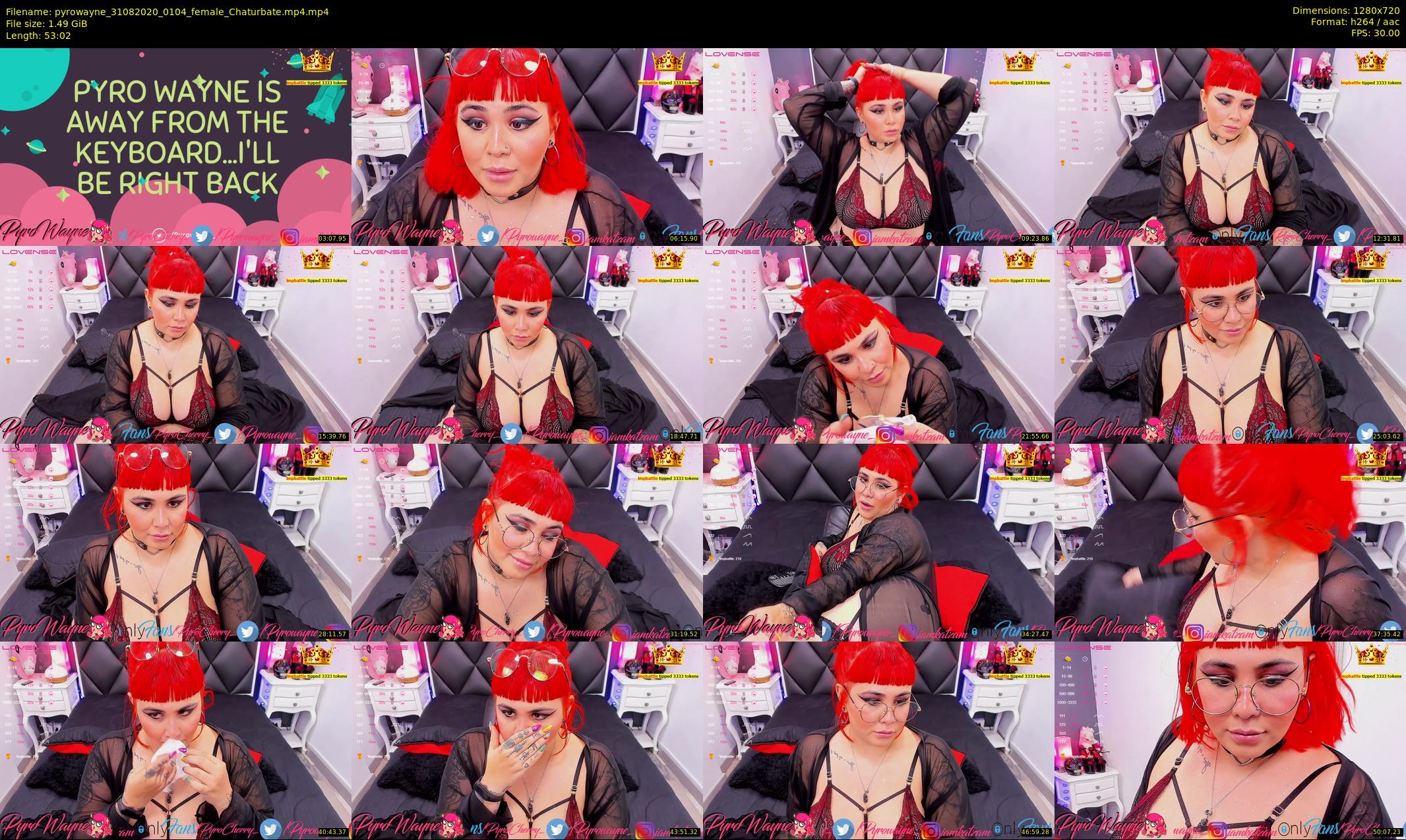 pyrowayne — 54 minute Chaturbate female cam show recording, 720p, Aug 31, 2020
