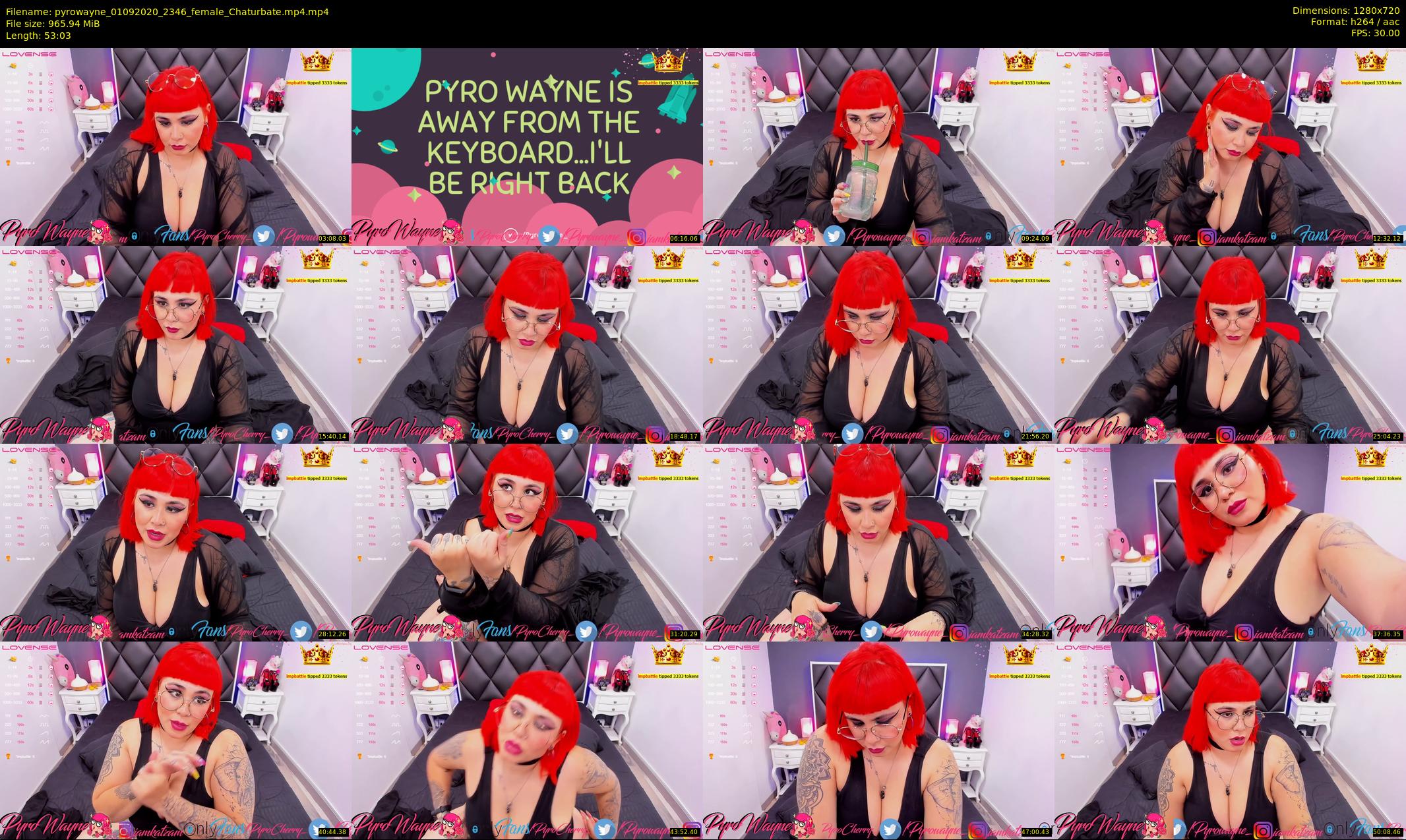 pyrowayne — 54 minute Chaturbate female cam show recording, 720p, Sep 1, 2020