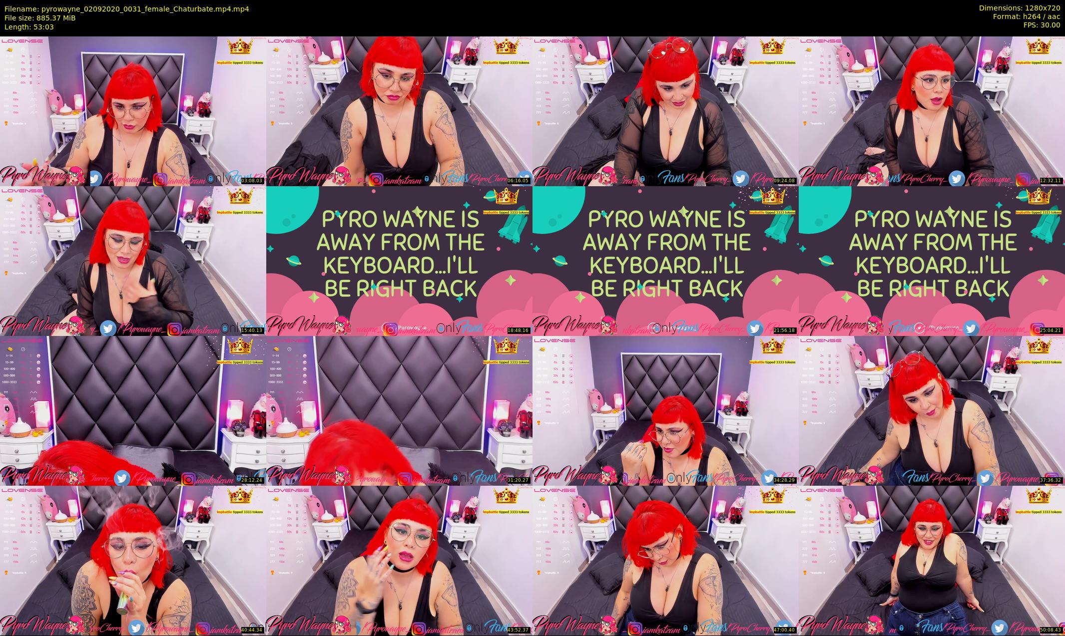 pyrowayne — 54 minute Chaturbate female cam show recording, 720p, Sep 2, 2020