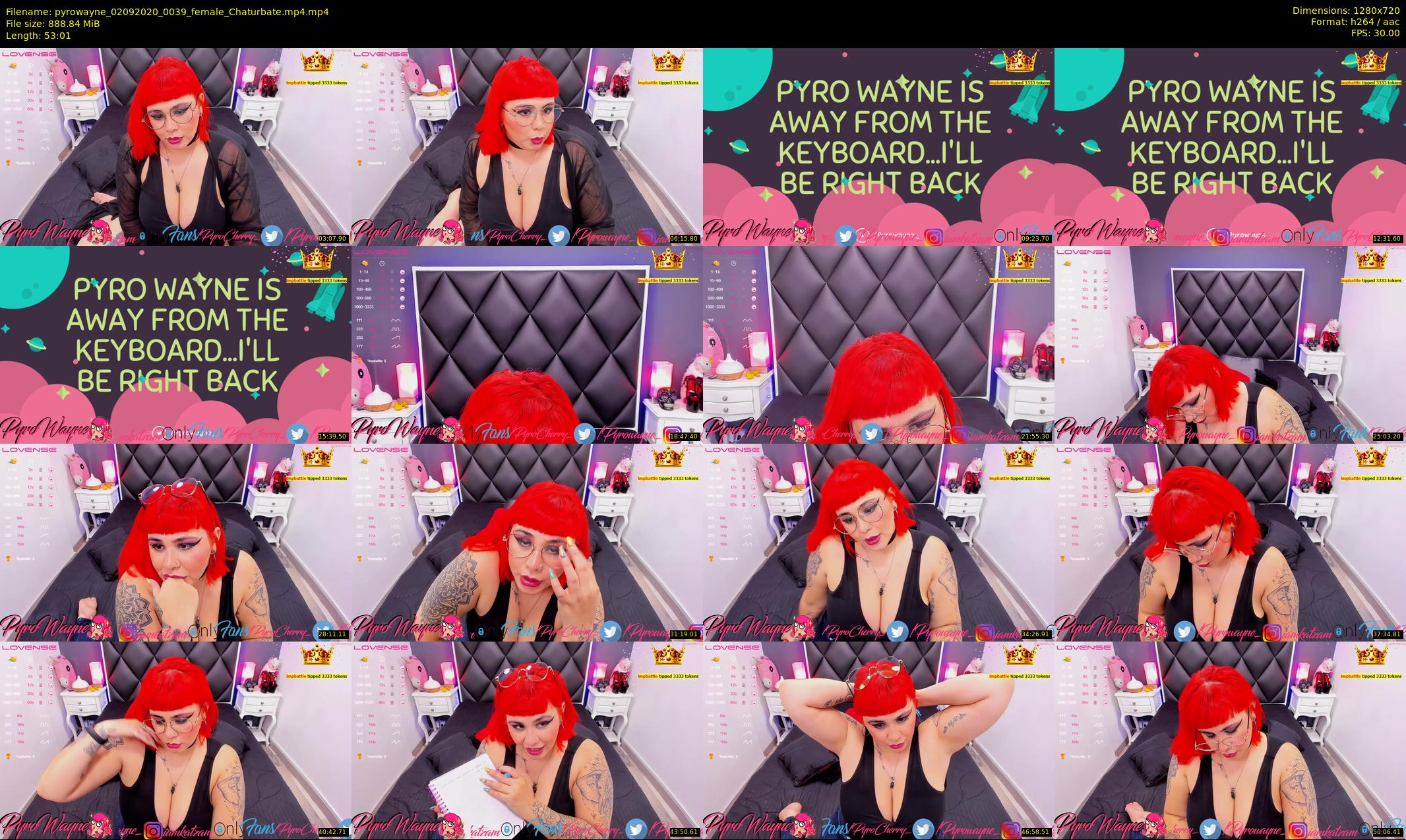 pyrowayne — 54 minute Chaturbate female cam show recording, 720p, Sep 2, 2020