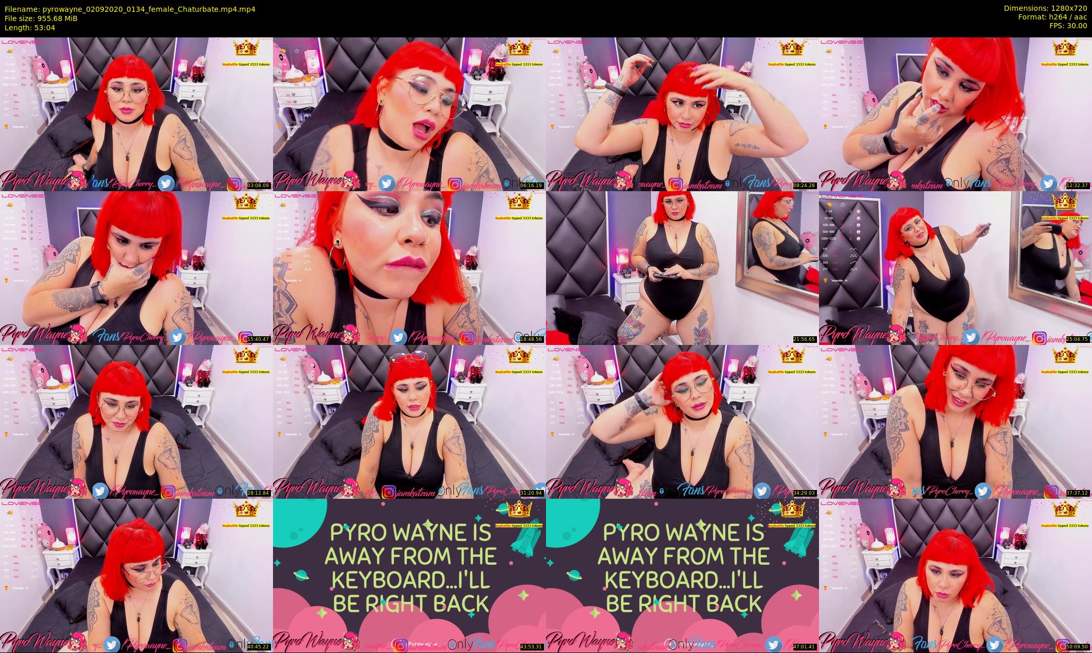 pyrowayne — 54 minute Chaturbate female cam show recording, 720p, Sep 2, 2020