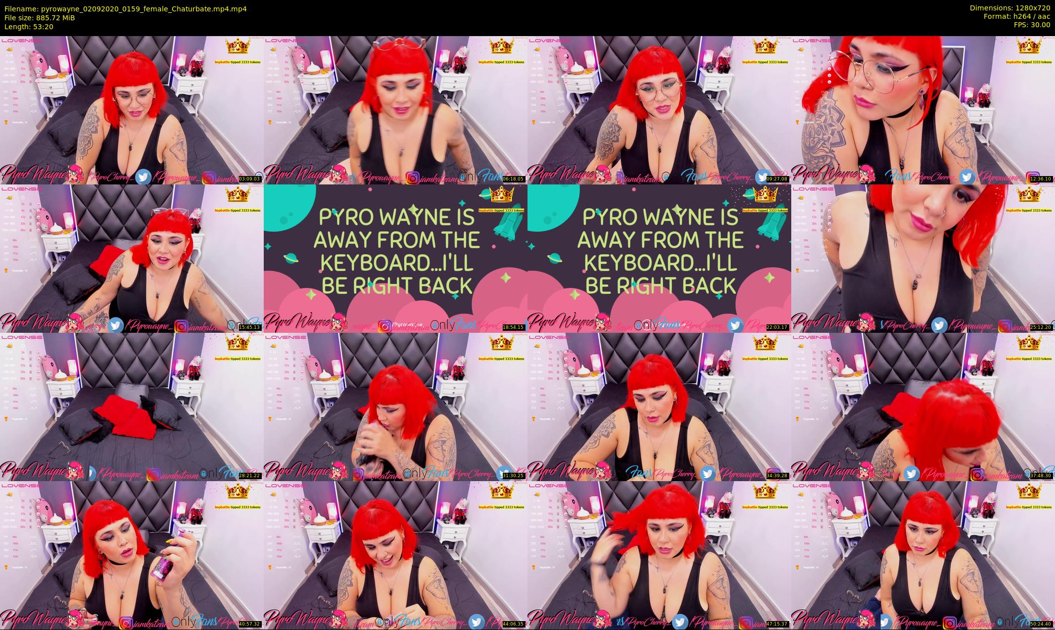 pyrowayne — 54 minute Chaturbate female cam show recording, 720p, Sep 2, 2020