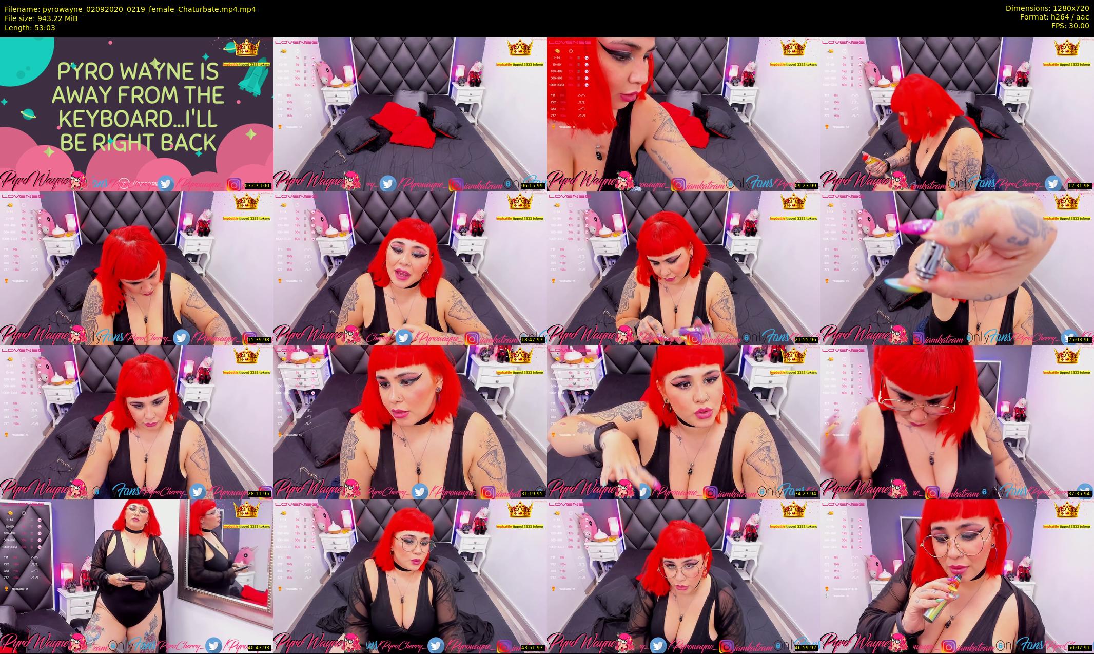 pyrowayne — 54 minute Chaturbate female cam show recording, 720p, Sep 2, 2020