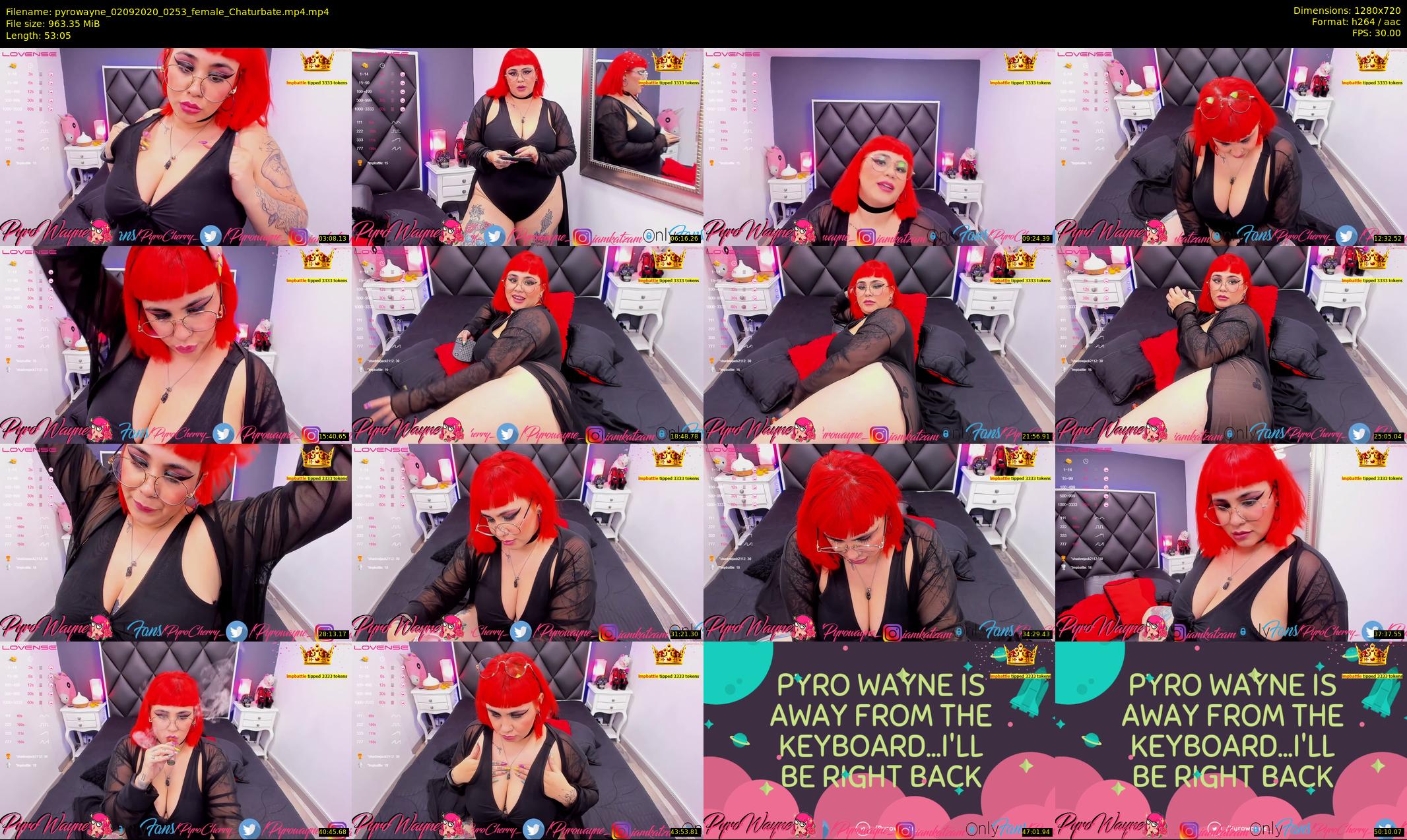 pyrowayne — 54 minute Chaturbate female cam show recording, 720p, Sep 2, 2020