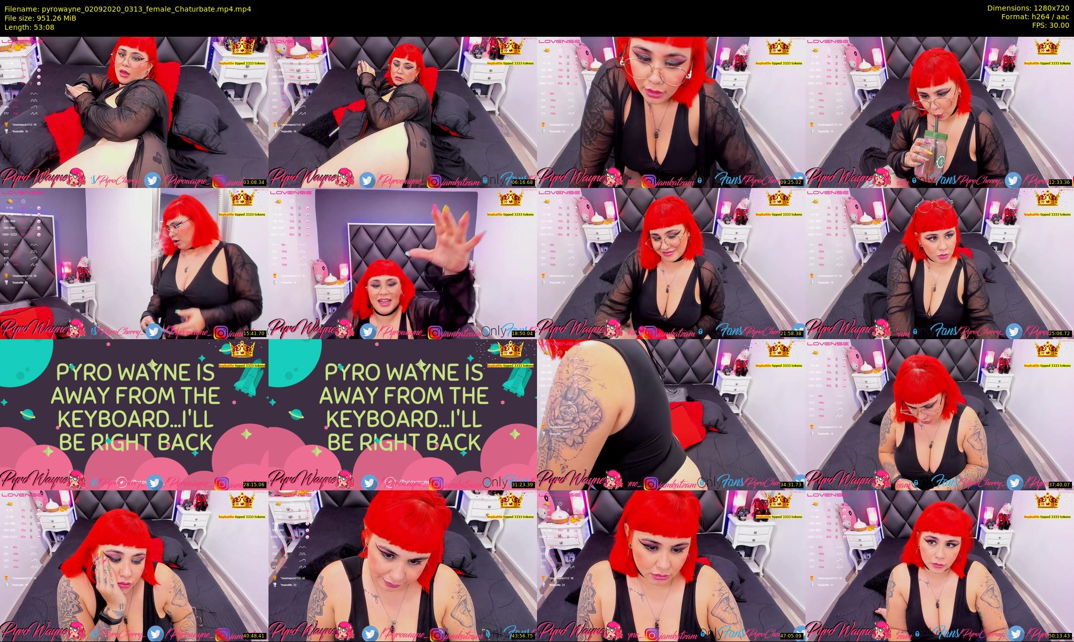 pyrowayne — 54 minute Chaturbate female cam show recording, 720p, Sep 2, 2020
