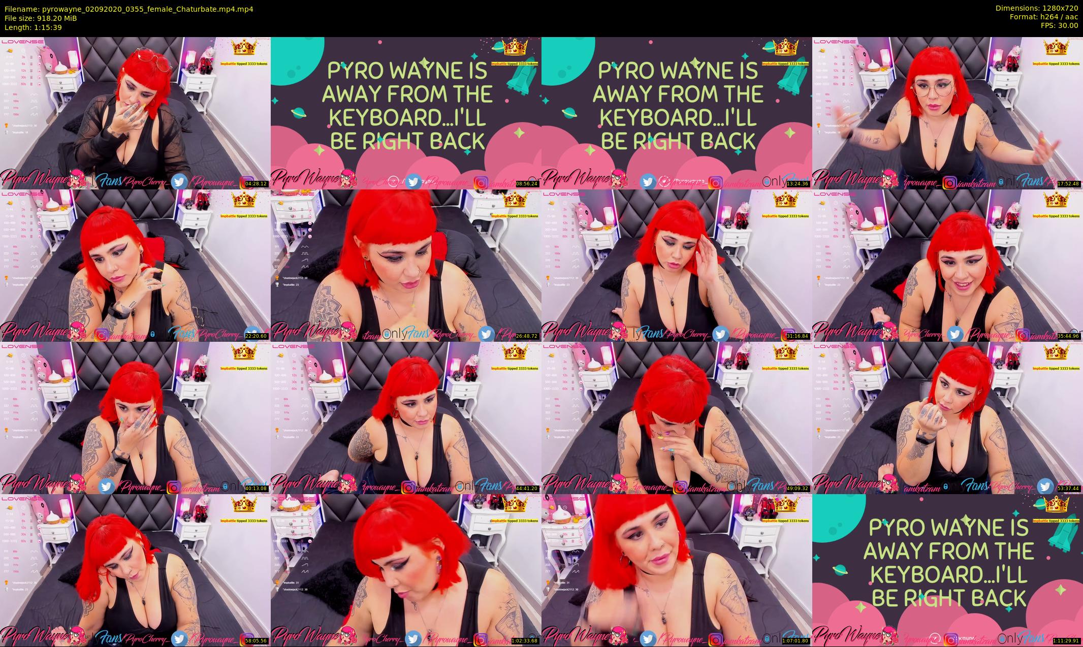 pyrowayne — 76 minute Chaturbate female cam show recording, 720p, Sep 2, 2020