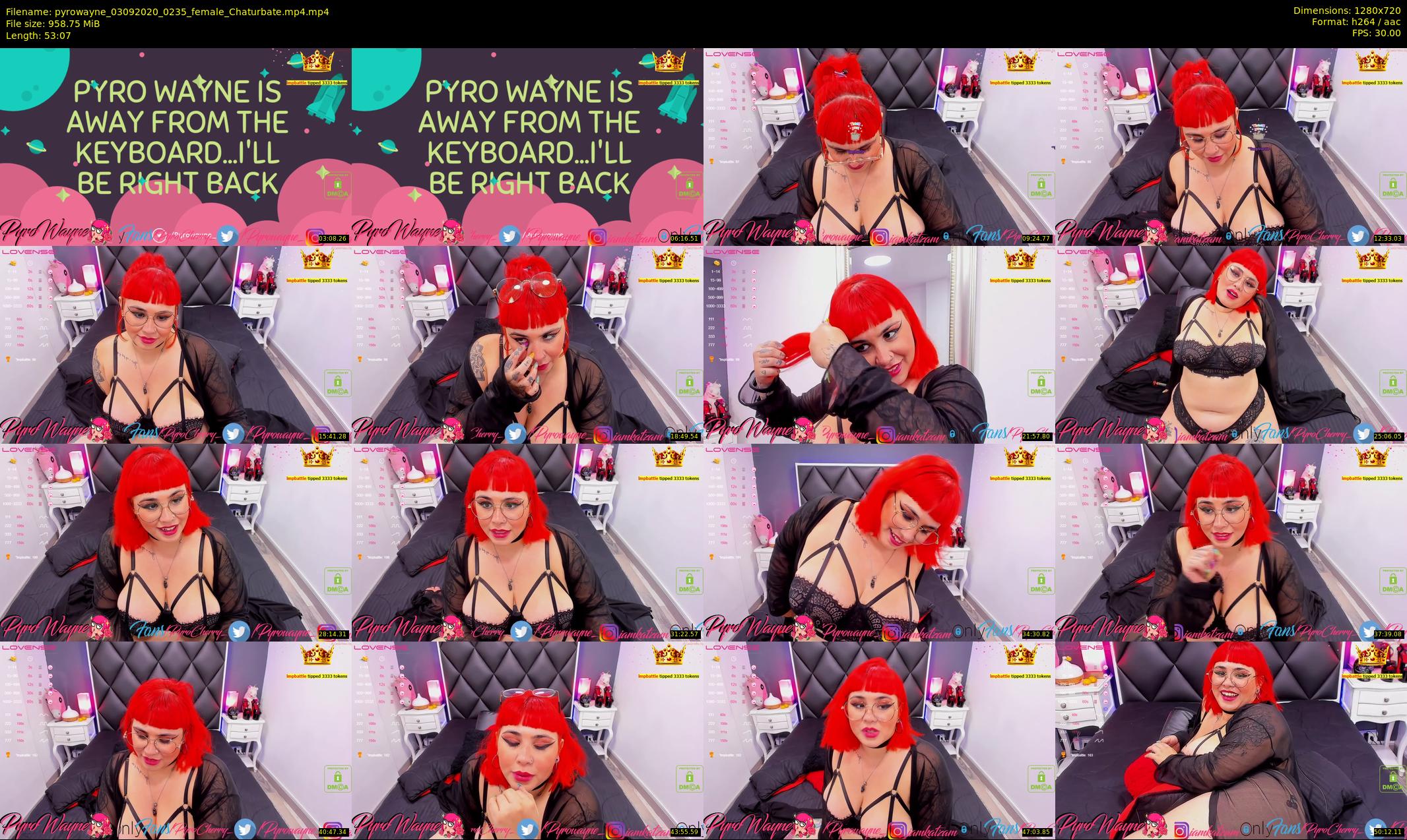 pyrowayne — 54 minute Chaturbate female cam show recording, 720p, Sep 3, 2020