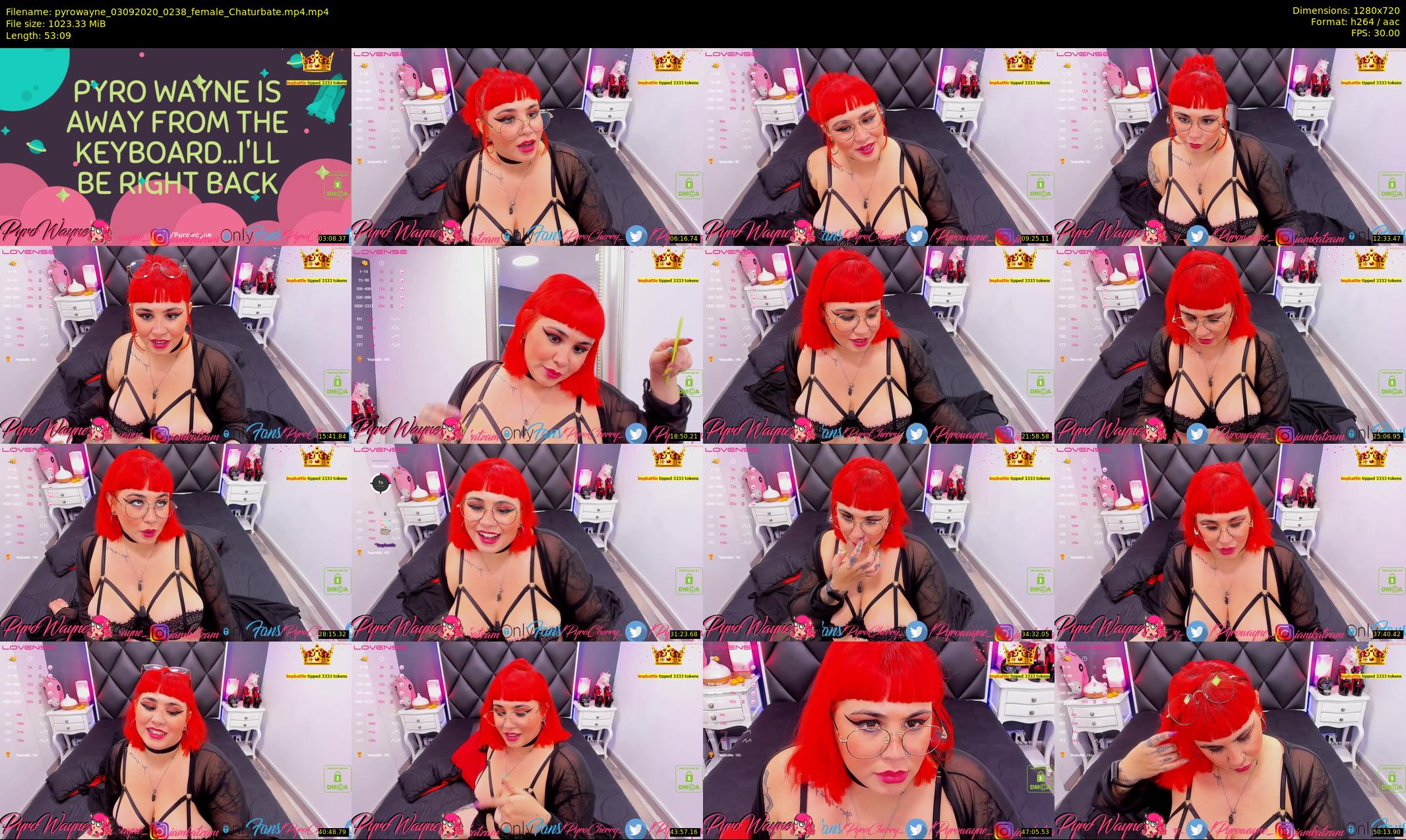 pyrowayne — 54 minute Chaturbate female cam show recording, 720p, Sep 3, 2020