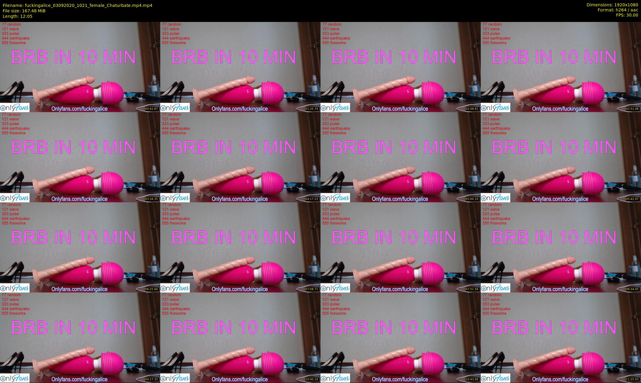 fuckingalice — 13 minute Chaturbate female cam show recording, 1080p, Sep 3, 2020