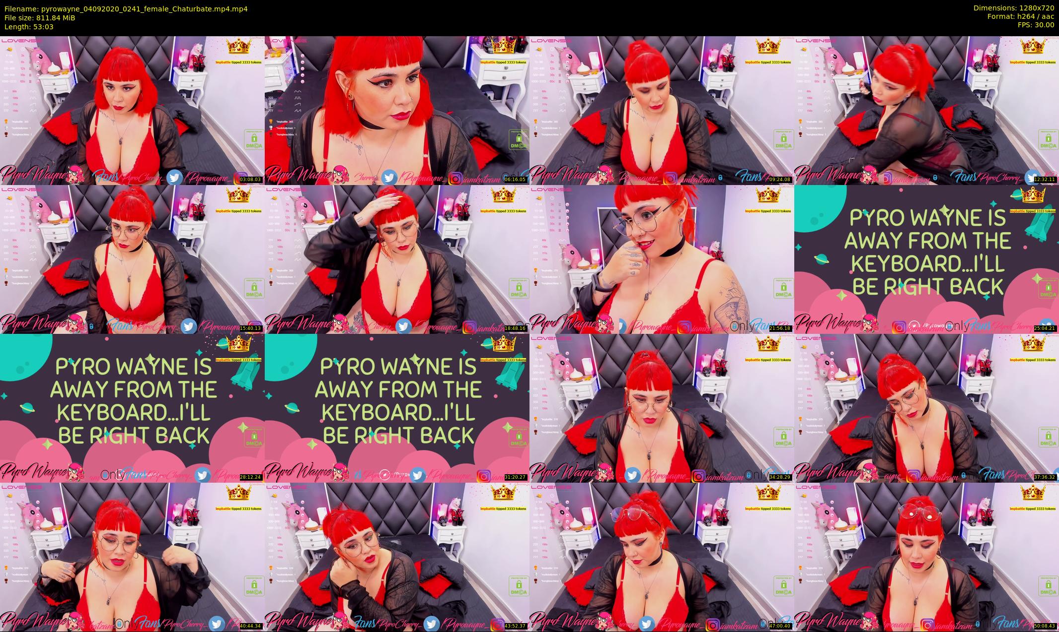 pyrowayne — 54 minute Chaturbate female cam show recording, 720p, Sep 4, 2020