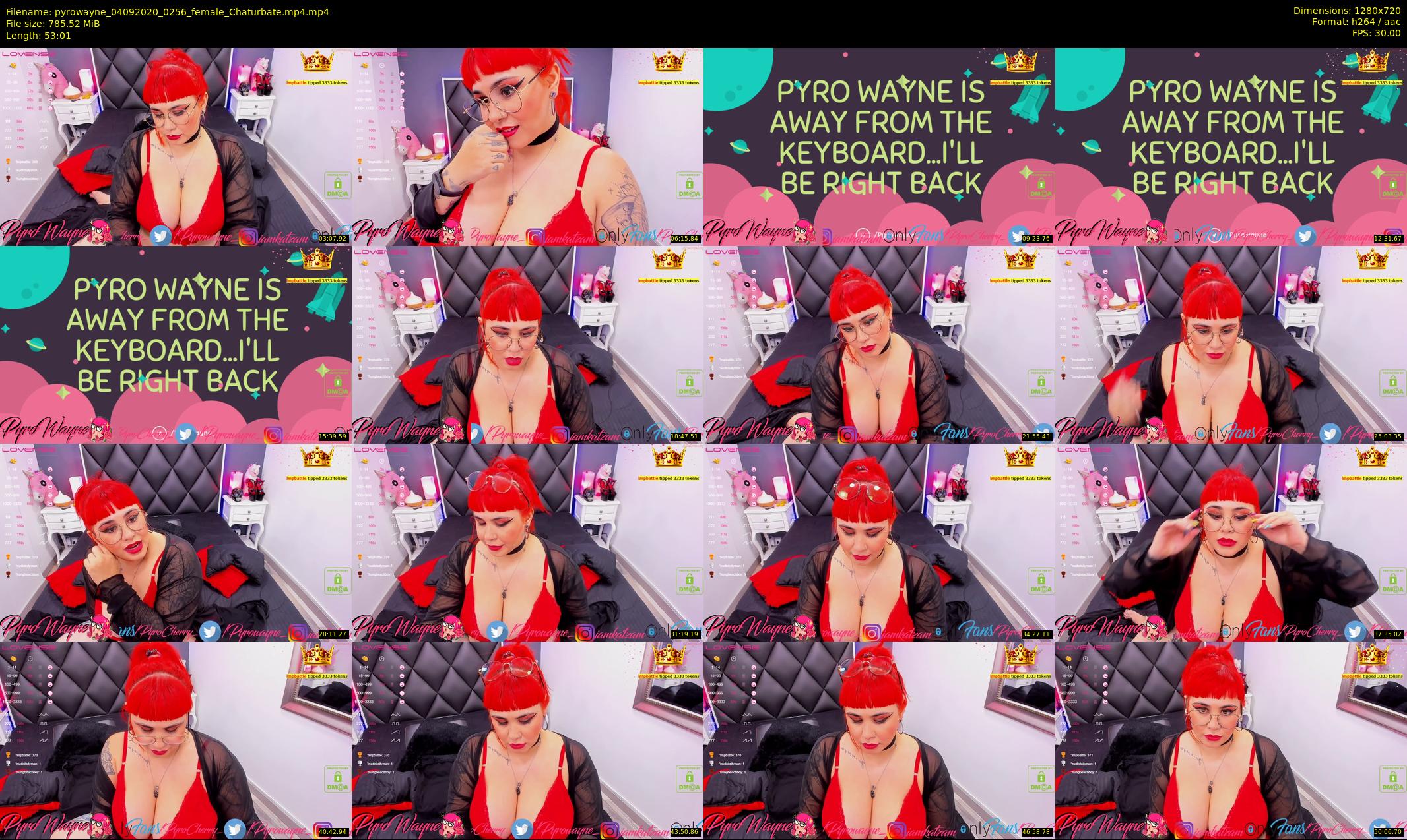 pyrowayne — 54 minute Chaturbate female cam show recording, 720p, Sep 4, 2020