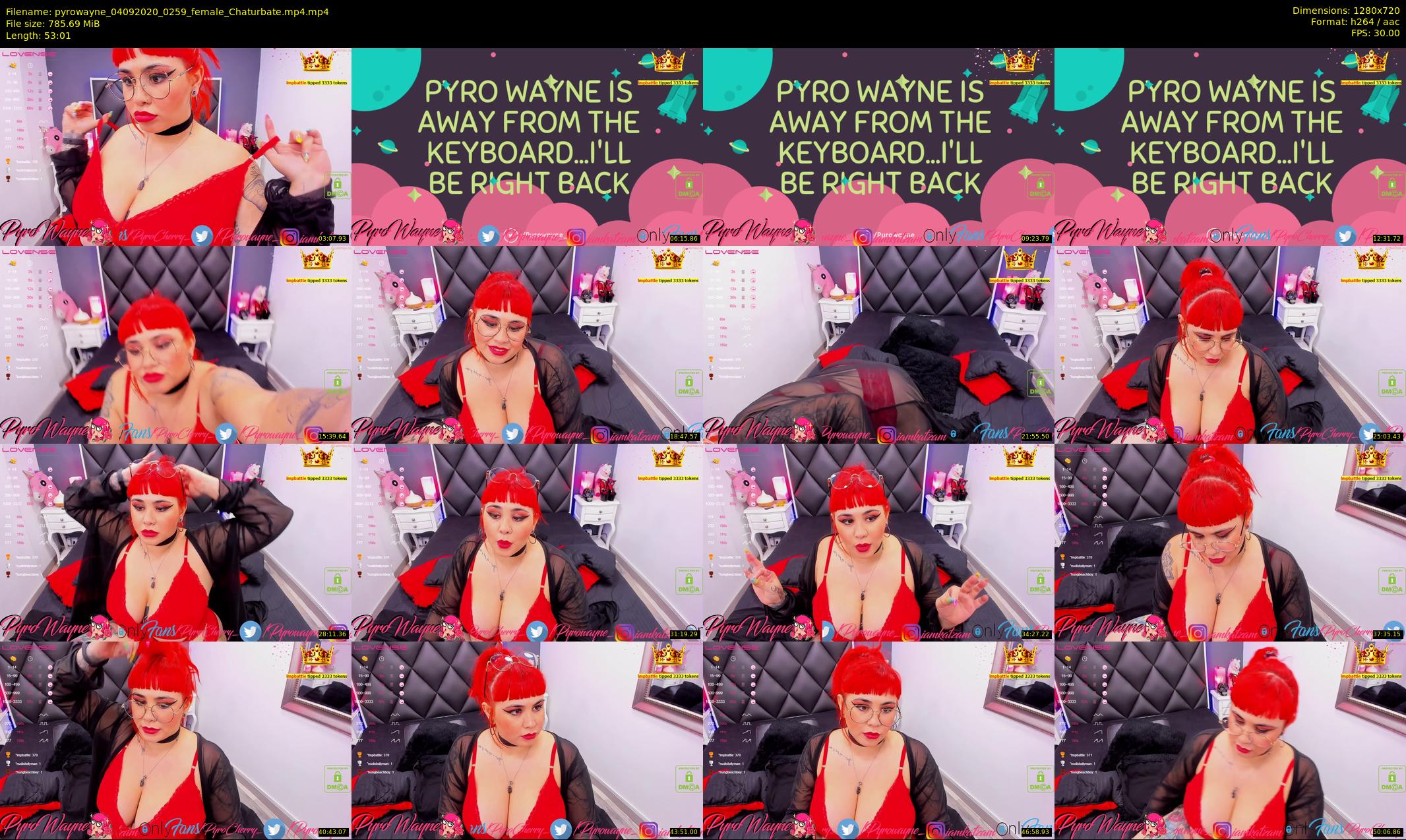 pyrowayne — 54 minute Chaturbate female cam show recording, 720p, Sep 4, 2020