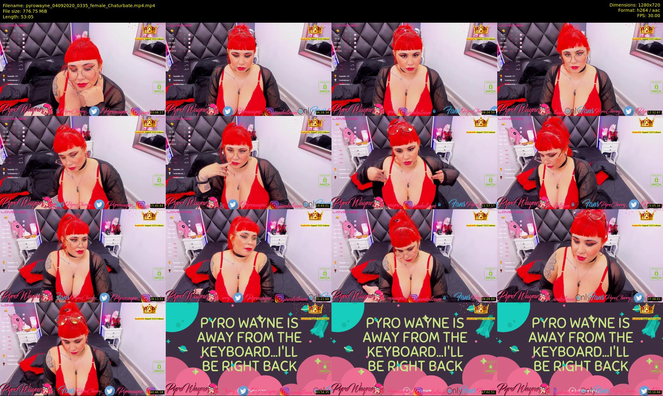 pyrowayne — 54 minute Chaturbate female cam show recording, 720p, Sep 4, 2020
