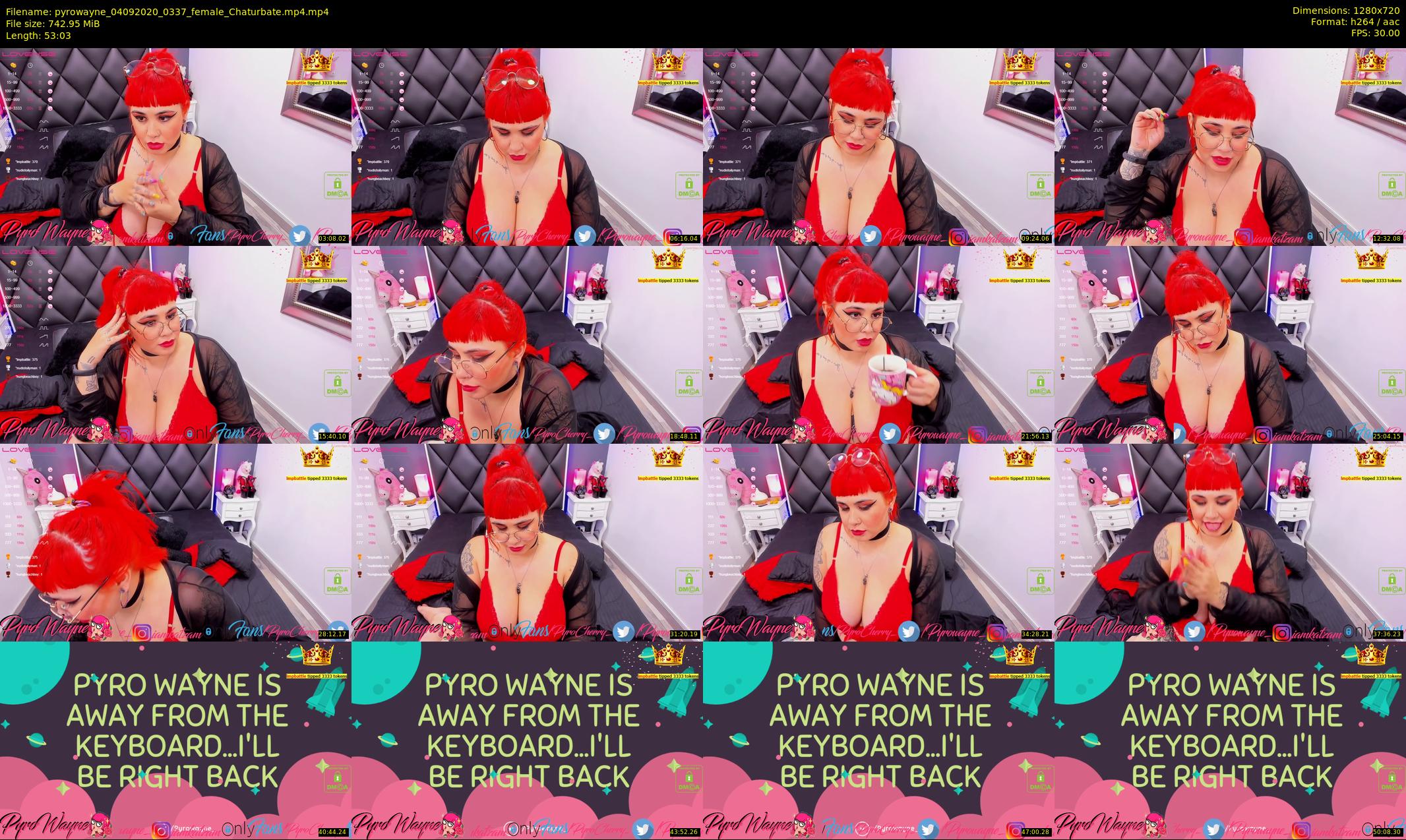 pyrowayne — 54 minute Chaturbate female cam show recording, 720p, Sep 4, 2020