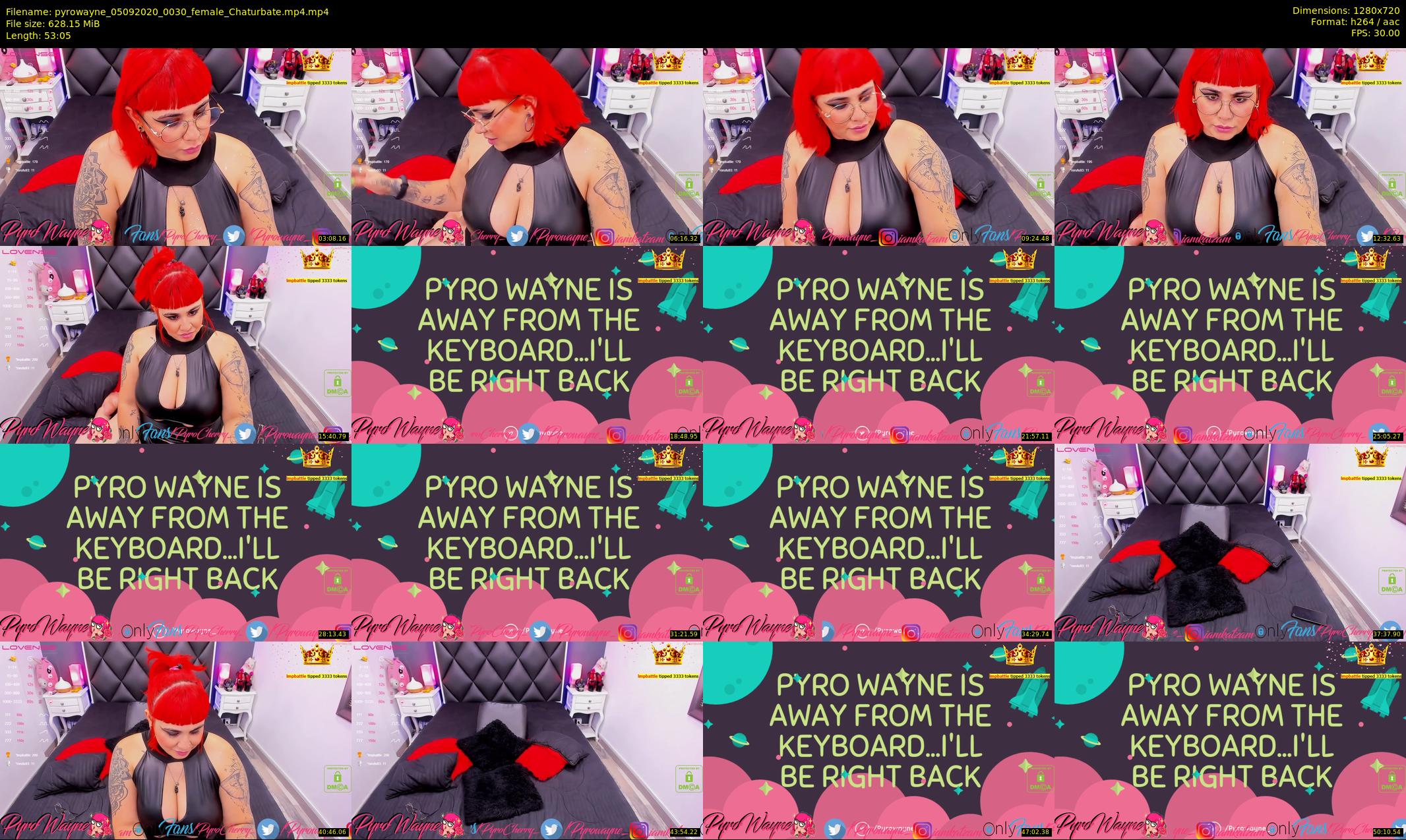 pyrowayne — 54 minute Chaturbate female cam show recording, 720p, Sep 5, 2020