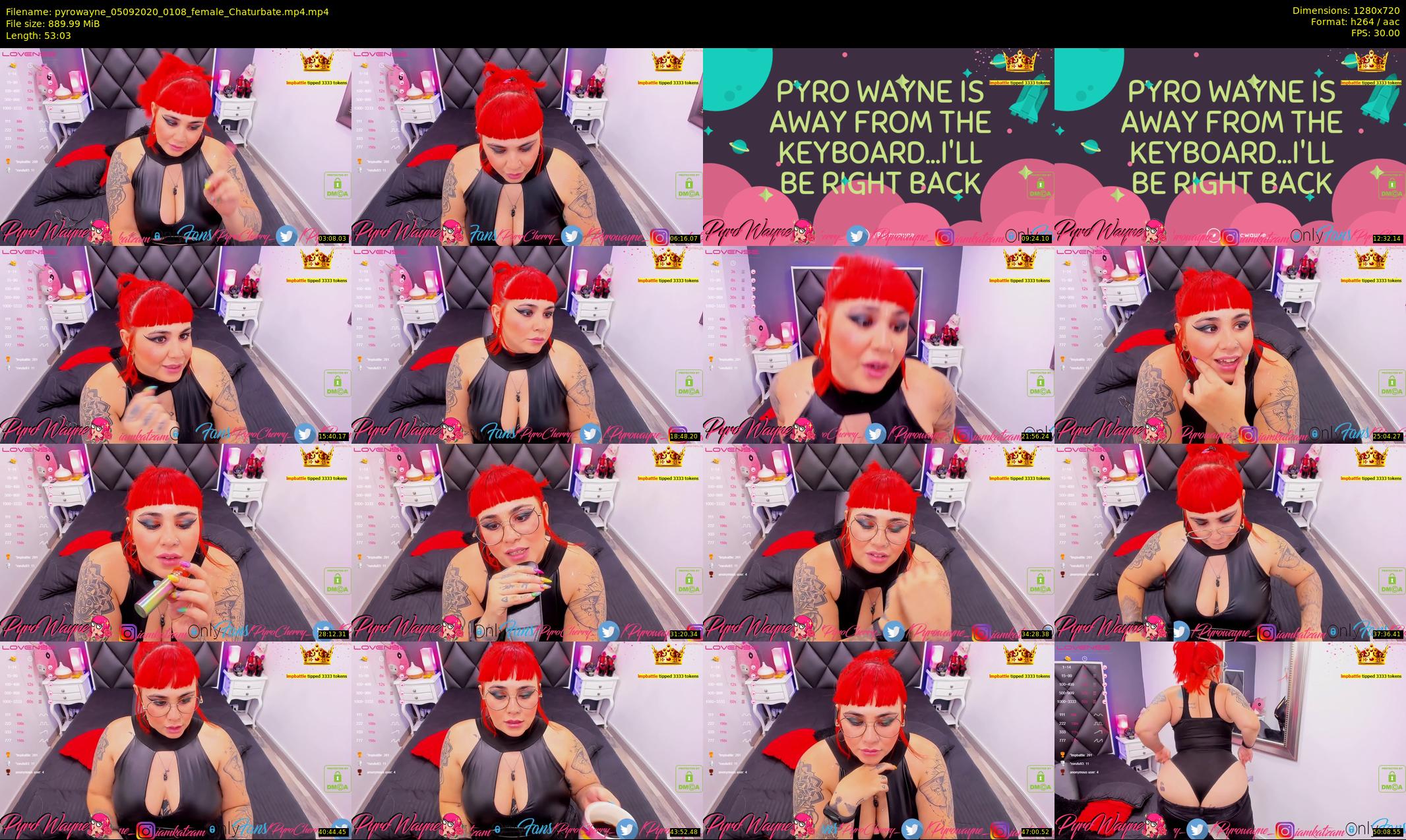 pyrowayne — 54 minute Chaturbate female cam show recording, 720p, Sep 5, 2020