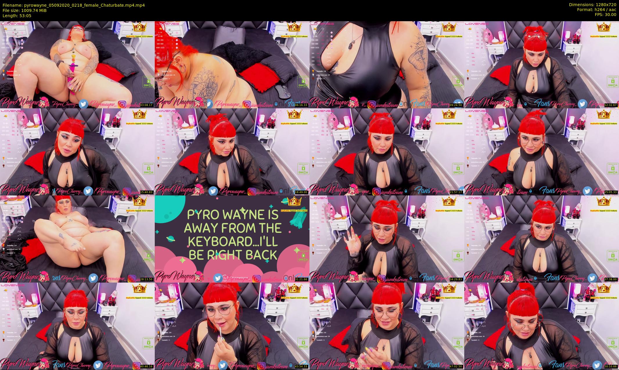 pyrowayne — 54 minute Chaturbate female cam show recording, 720p, Sep 5, 2020