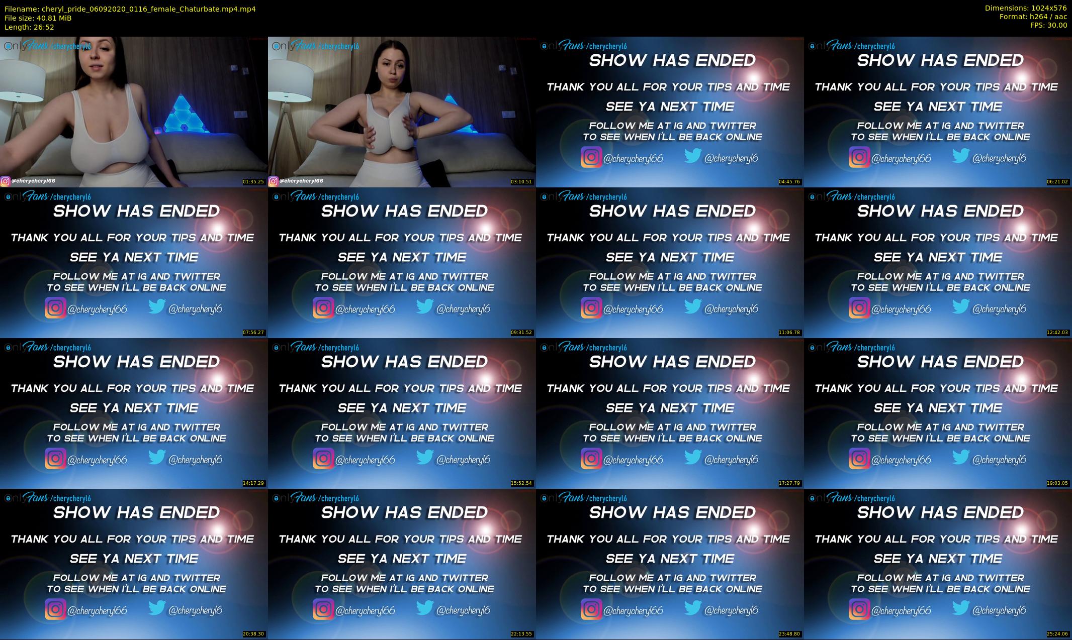 cheryl_pride — 27 minute Chaturbate female cam show recording, 480p, Sep 6, 2020
