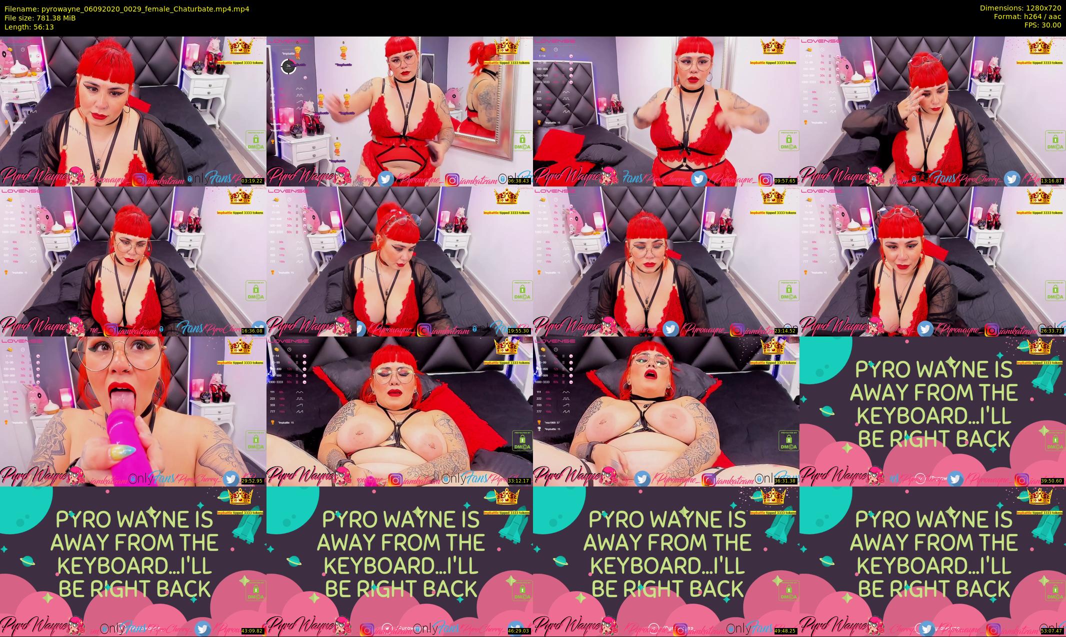 pyrowayne — 57 minute Chaturbate female cam show recording, 720p, Sep 6, 2020