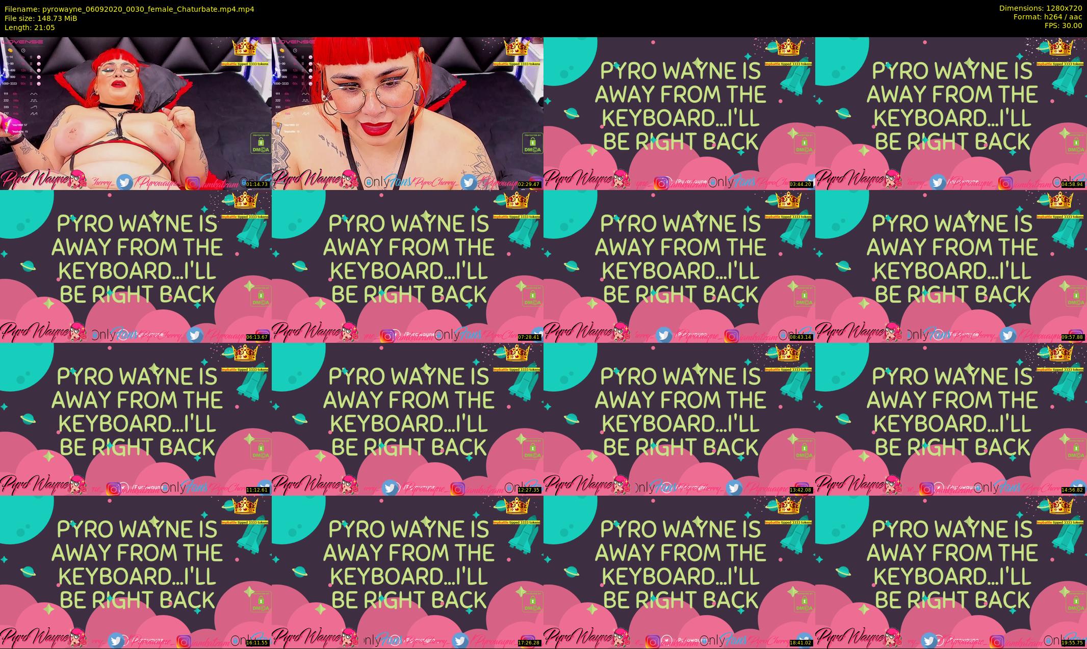 pyrowayne — 22 minute Chaturbate female cam show recording, 720p, Sep 6, 2020