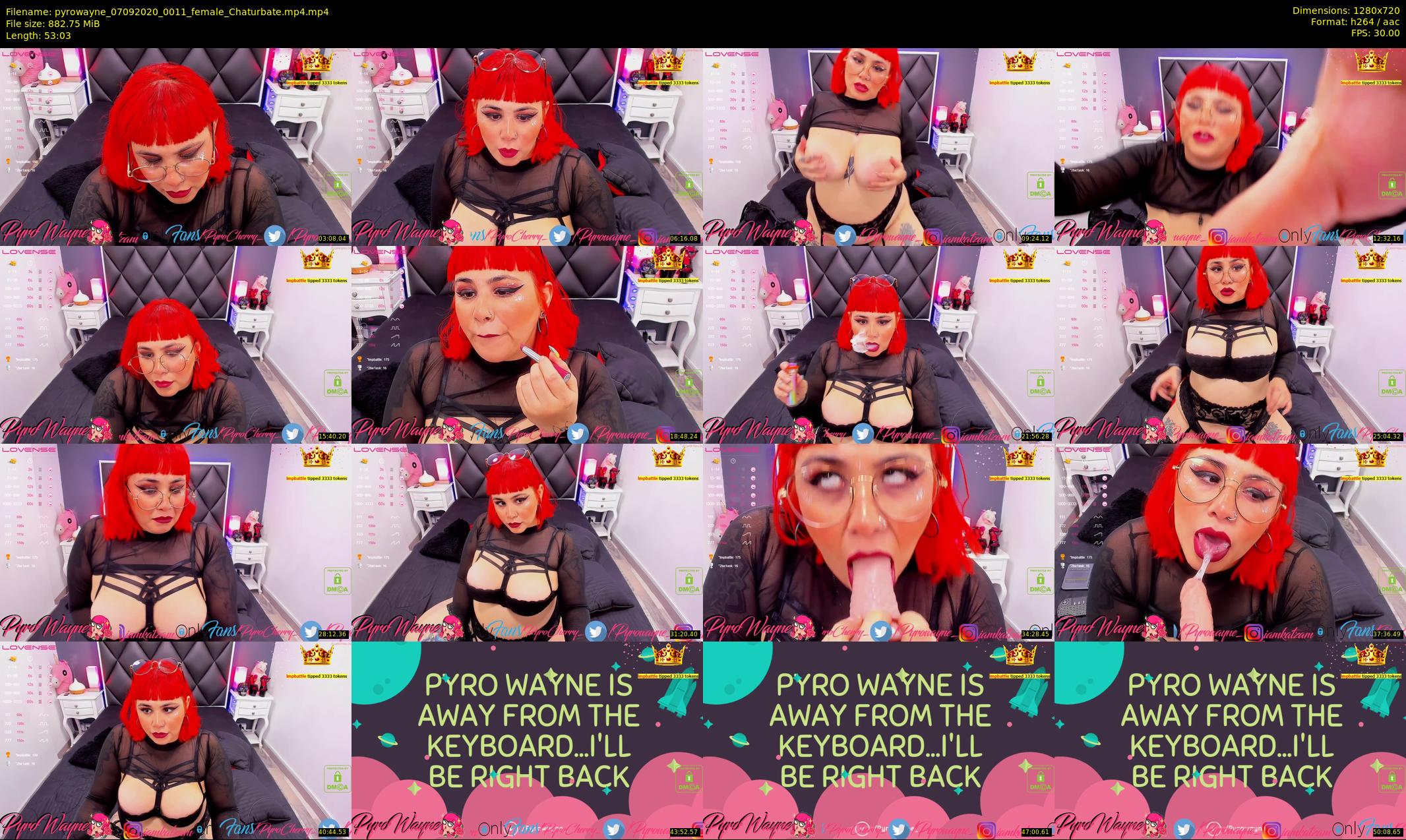 pyrowayne — 54 minute Chaturbate female cam show recording, 720p, Sep 7, 2020