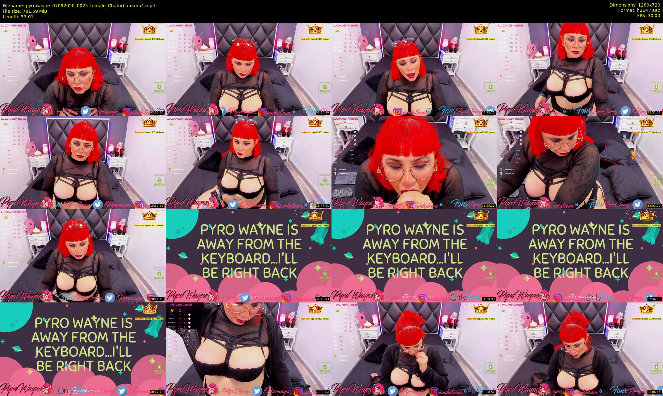 pyrowayne — 54 minute Chaturbate female cam show recording, 720p, Sep 7, 2020